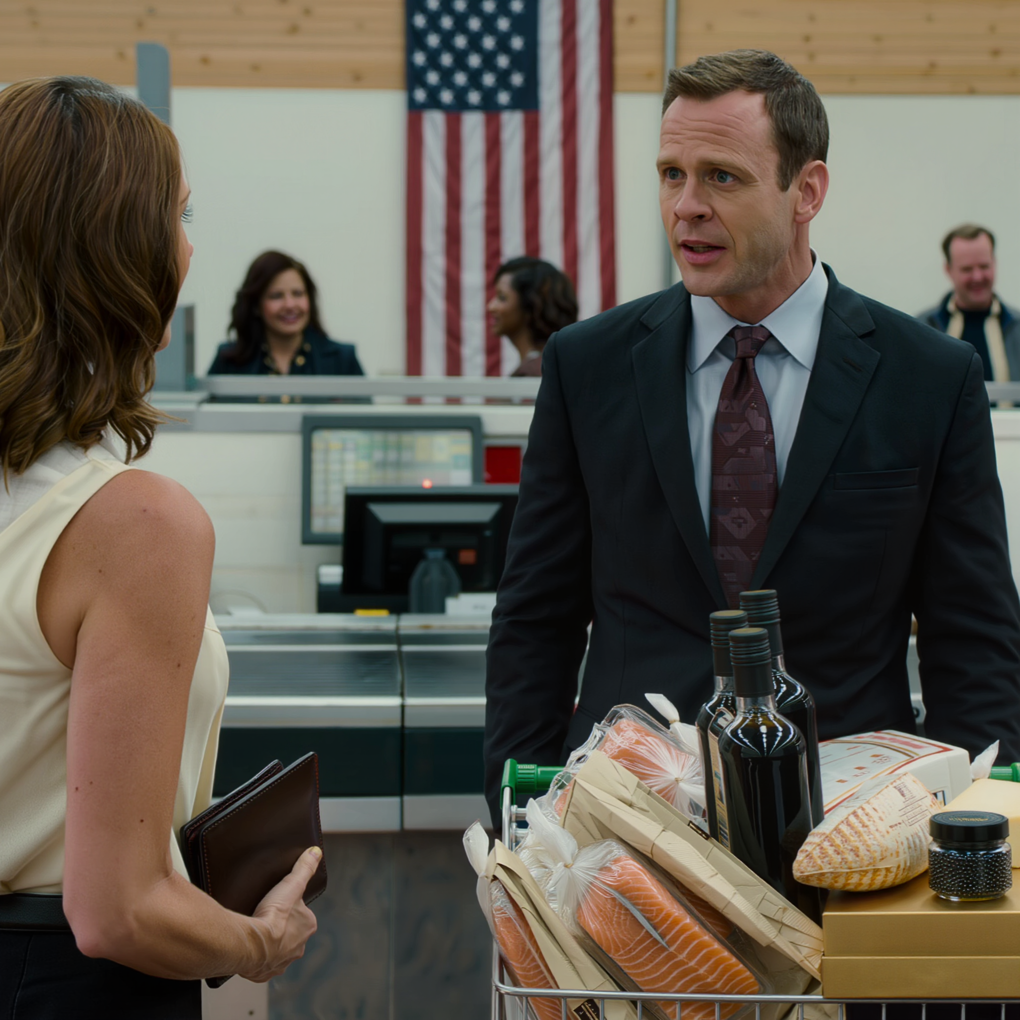 « “Elle est à la retraite, et tu veux que ma mère paie elle-même ce chariot rempli de saumon fumé, de fromage importé et même ce bocal de caviar ?” s’est exclamé mon mari au beau milieu de la file d’attente à la caisse samedi matin, tandis que je remettais discrètement ma carte dans mon portefeuille en esquissant un sourire… car ce que j’avais découvert à la maison trois jours plus tôt était ce qui aurait dû l’inquiéter. »