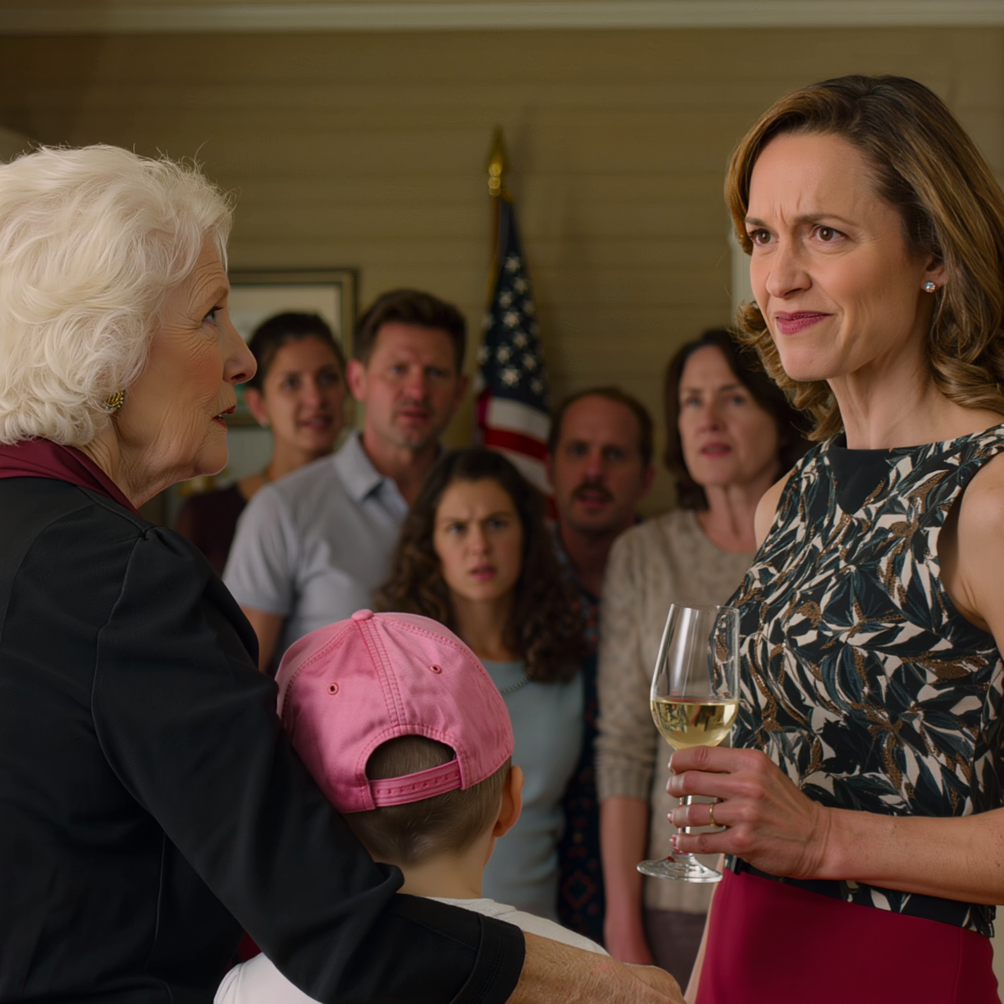 Lors d’une fête d’anniversaire en famille dans l’Ohio, j’ai été glaciale en voyant ma petite-fille de six ans avec un bonnet rose sur le crâne rasé. Ma belle-fille a même levé son verre en riant, disant que c’était une blague. J’ai immédiatement pris l’enfant dans mes bras et je suis partie, tandis que mon fils criait que j’exagérais. Mais le lendemain matin, c’est lui qui se tenait à ma porte, la voix tremblante, me suppliant de ne pas envenimer la situation.