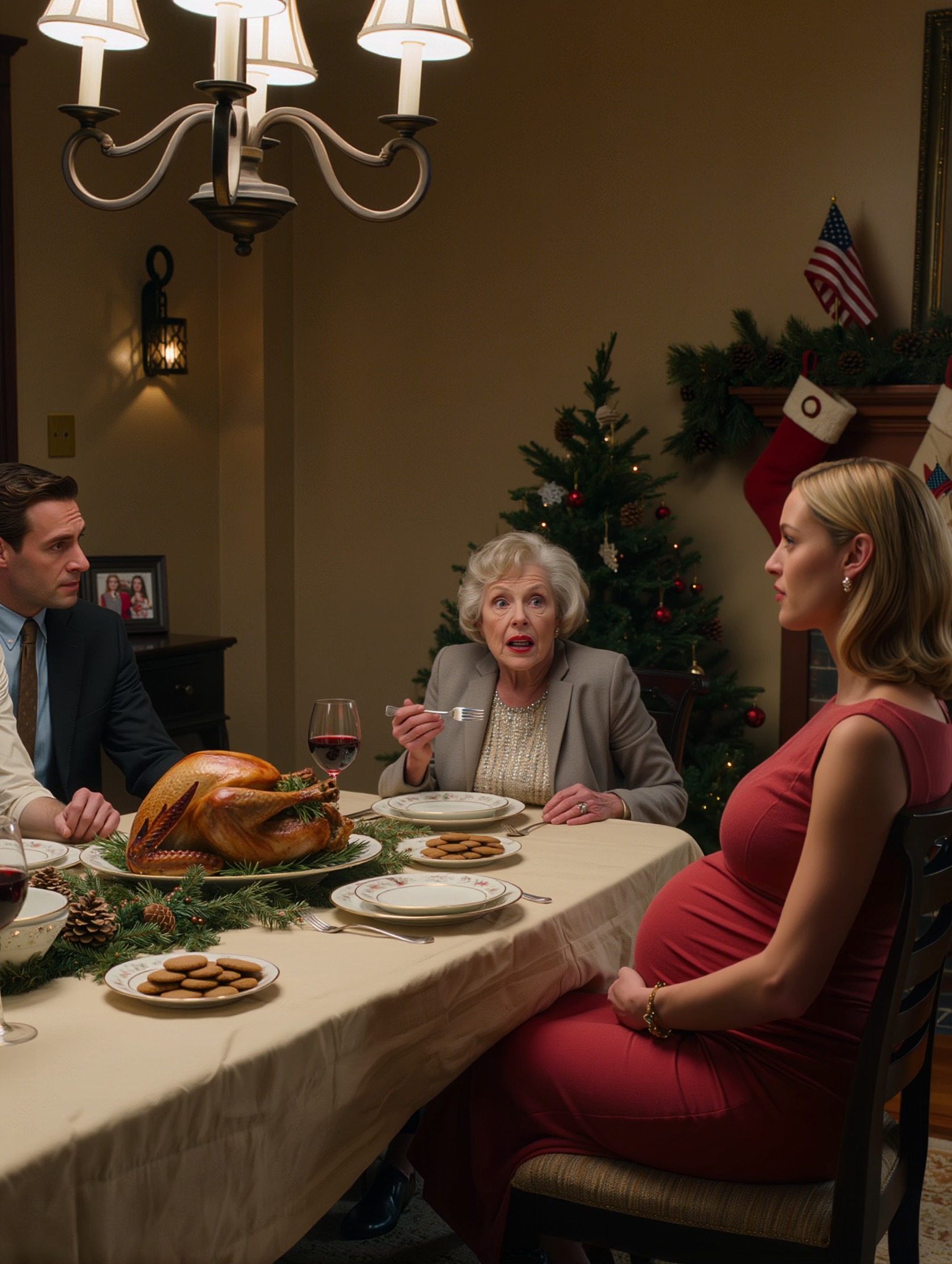 Pendant le déjeuner de Noël, grand-mère s’est exclamée : « La fête prénatale de ta sœur était absolument parfaite ! Alors, quand est-ce que tu vas fonder une famille ? » J’ai souri calmement et j’ai répondu : « C’est déjà fait — j’ai simplement exclu ceux qui me considèrent comme une déception. » Sa fourchette a tremblé en l’air…