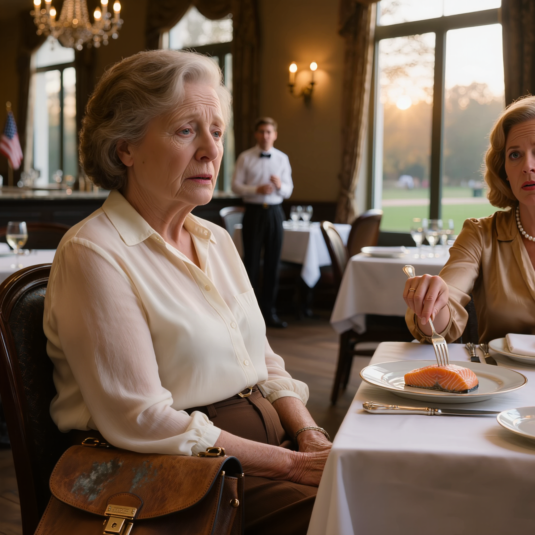 « Les pauvres ne s’assoient pas ici ! » m’a hurlé la belle-mère de mon fils après avoir repoussé mon assiette. J’ai souri, pris mon sac, suis sortie, et dix minutes plus tard, quand le gérant est passé à leur table, quelqu’un a enfin compris qu’il s’était adressé à la mauvaise personne.