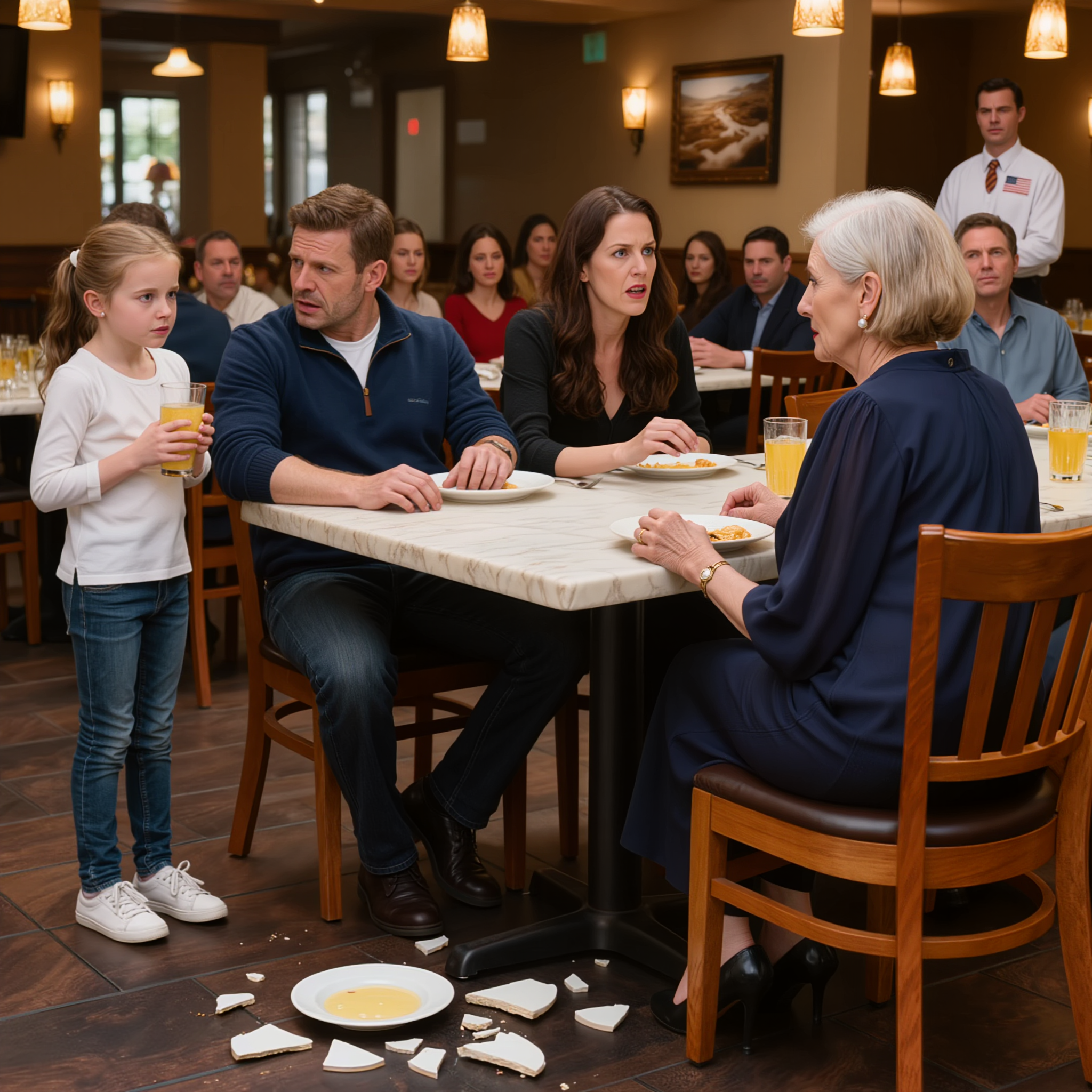 « Sorcière, tu n’as rien à faire ici ! » — hurla ma belle-fille en renversant mon assiette par terre au beau milieu d’un restaurant bondé. Toute la salle se retourna pour la dévisager, mon fils garda la tête baissée en silence, et je quittai la table les mains tremblantes. — Le lundi matin, quand l’avocat commença à frapper à leur porte, ils comprirent qu’ils avaient choisi la mauvaise personne.