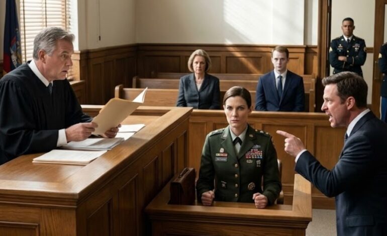 I’D SERVED NEARLY TWO DECADES AS A U.S. ARMY MAJOR—LED SOLDIERS UNDER FIRE, BURIED FRIENDS IN FOREIGN DIRT, SIGNED CONDOLENCE LETTERS AT 3 A.M.—BUT NONE OF THAT PREPARED ME FOR THE DAY I SAT IN A CALIFORNIA COURTROOM AND HEARD MY OWN BROTHER STAND UP, POINT AT ME, AND DECLARE, “SHE’S NOT A REAL VETERAN.” THE ROOM WENT DEAD QUIET. THE JUDGE BLINKED LIKE HE’D MISHEARD. MY MOTHER STARED HARD AT HER LAP. MY YOUNGER BROTHER SHIFTED IN HIS SEAT—AND SAID NOTHING. AND I DIDN’T FLINCH… NOT BECAUSE IT DIDN’T HURT, BUT BECAUSE I’D COME WITH SOMETHING HE DIDN’T KNOW EXISTED. I REACHED INTO MY LEATHER CASE, PULLED OUT ONE TAN FOLDER, WALKED IT TO THE BENCH… AND THE SECOND THE JUDGE OPENED IT, HIS FACE DRAINED WHITE. HE TURNED A PAGE. THEN ANOTHER. HIS JAW TIGHTENED. HIS VOICE DROPPED LOW AND SHARP: “NO ONE MOVE. CLOSE THE DOORS. NOW.” AND BEFORE ANYONE COULD EVEN PROCESS THOSE WORDS, TWO MILITARY POLICE OFFICERS ENTERED THROUGH THE SIDE DOOR—CRISP UNIFORMS, UNREADABLE EYES—AND TOOK POSITIONS LIKE THEY’D BEEN WAITING FOR THIS MOMENT.