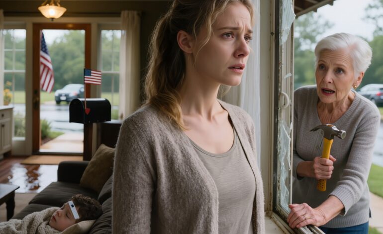 Après que mon mari soit « parti pour Miami », j’ai découvert qu’il nous avait enfermés, mon fils de trois ans et moi, dans notre propre maison de banlieue : pas de courses, pas d’appels, aucune possibilité de sortir. Alors que la fièvre de mon fils montait, un appareil caché près de la porte s’est mis à biper, et la dernière personne à laquelle je m’attendais est arrivée, armée d’une masse : ma belle-mère, autoritaire. Ce qu’elle a révélé sur ses dettes secrètes et la femme à ses côtés nous a contraints à une alliance fragile, avec une heure pour décider.