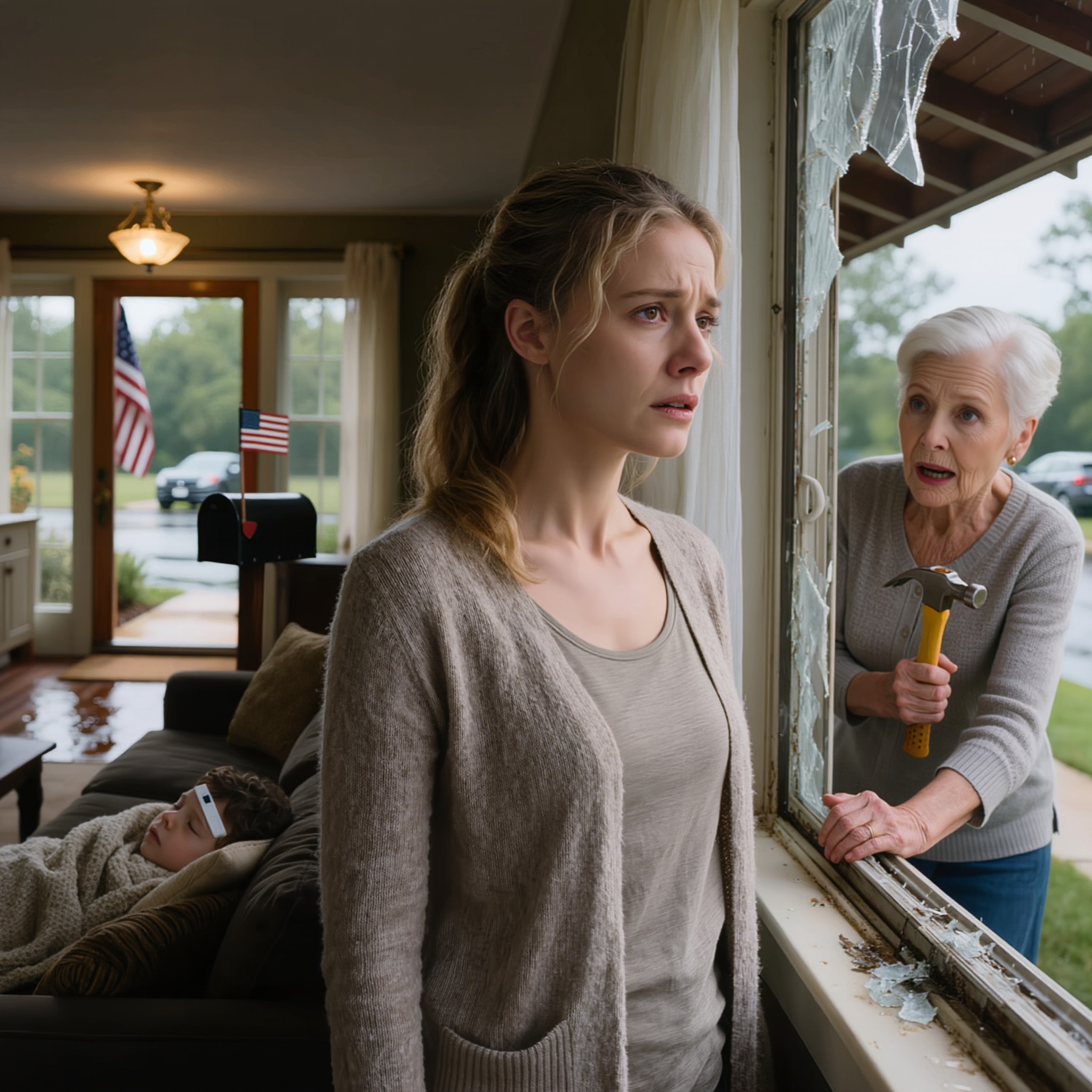 Après que mon mari soit « parti pour Miami », j’ai découvert qu’il nous avait enfermés, mon fils de trois ans et moi, dans notre propre maison de banlieue : pas de courses, pas d’appels, aucune possibilité de sortir. Alors que la fièvre de mon fils montait, un appareil caché près de la porte s’est mis à biper, et la dernière personne à laquelle je m’attendais est arrivée, armée d’une masse : ma belle-mère, autoritaire. Ce qu’elle a révélé sur ses dettes secrètes et la femme à ses côtés nous a contraints à une alliance fragile, avec une heure pour décider.