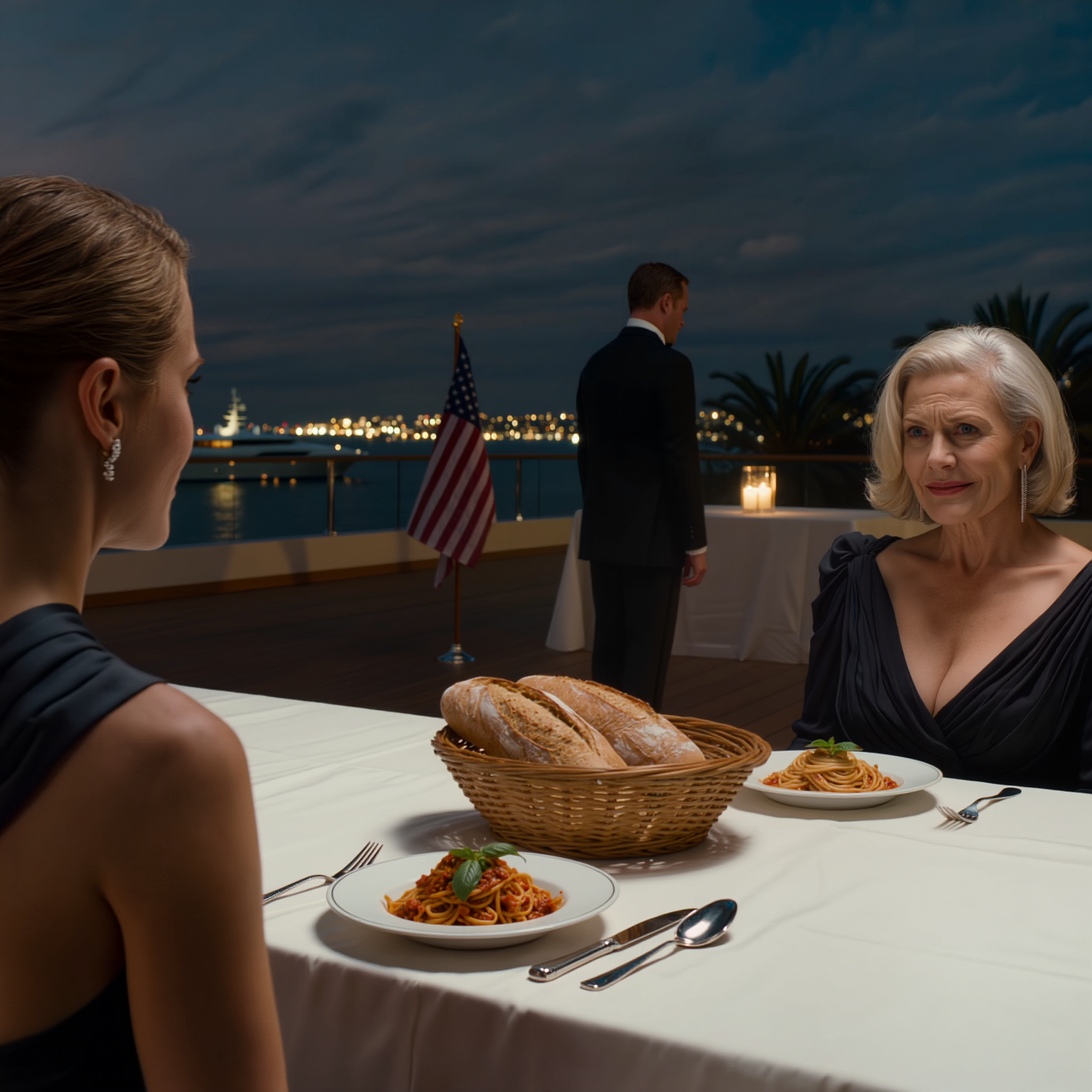 « Tes enfants peuvent partager le panier à pain », dit ma mère en poussant des petits pains froids vers ma table, tandis que les enfants de ma sœur se régalaient de pâtes au homard à 65 dollars lors du gala de charité du club nautique, et que son gendre lançait un sourire narquois : « Le budget est serré. » Je restai silencieuse jusqu’à ce que le maître d’hôtel s’arrête juste à côté de notre table, et que toute la terrasse se transforme.