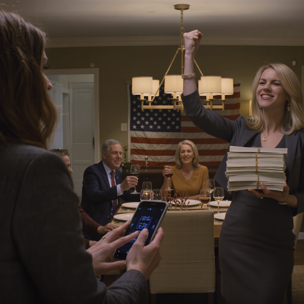 « J’ai retrouvé tes maigres économies », lança ma sœur avec un sourire narquois en agitant les obligations comme un éventail. « Merci pour le fonds d’études. » Mes parents levèrent leurs verres avec fierté. Je tapotai mon téléphone. Des agents du Trésor firent irruption.