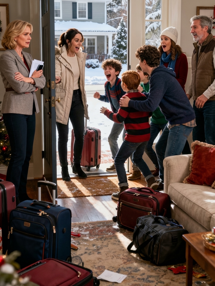 Ma mère m’a suppliée de rentrer pour les vacances. Après dix heures de vol, elle a ouvert la porte : pas de bonjour. Pas de câlin. Juste : « Tu garderas les enfants de ton frère. On part en voyage en famille. » Mon frère a ri : « Ne vous essuyez pas le nez dessus, les enfants ! » Ils ont tous ri. J’ai dit une chose. Et là, ils ont explosé de rire. J’ai souri aussi, puis… maman n’arrêtait pas de murmurer : « Non… Non… Pas question. »