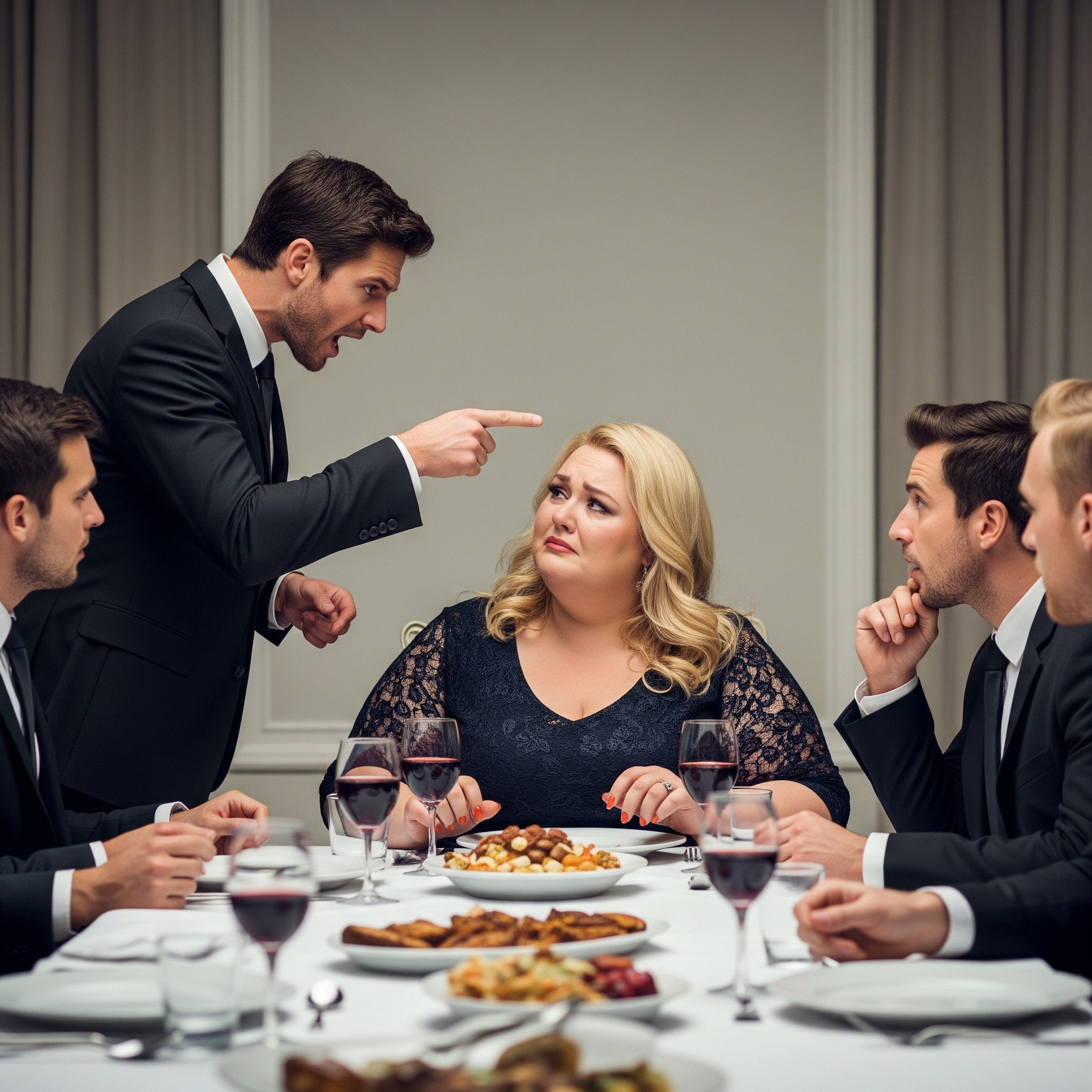 My Husband Humiliated Me Before Our Guests, Calling Me a Fat Pig. My Silent Reaction Shattered His Confidence….The evening was supposed to be perfect. I had spent the entire Saturday preparing—roasting lamb, setting the table with our wedding china, and even wearing a new dress I had bought weeks ago but never dared to put on. My husband, Mark, had invited his colleagues from the law firm, and I wanted everything to be flawless.