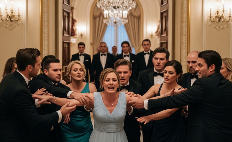 During my husband’s gala, my mother-in-law trapped me against the wall and mocked my “plain” dress. In a horrifying turn, she ordered her daughters and nieces to rip it from me in front of two hundred onlookers. Then, as I stood frozen, two men burst into the ballroom, and what followed left the entire hall speechless….The ballroom of the Waverly Hotel gleamed with gold light, crystal chandeliers, and the faint scent of lilies. Julia Bennett felt out of place from the moment she stepped in. Her husband, Ethan, was the rising executive of the Bennett family’s real-estate empire, and tonight’s gala was a celebration of their company’s latest success. Julia wore a pale-blue satin dress she had bought herself—elegant, modest, nothing extravagant. She had always preferred simplicity over spectacle.