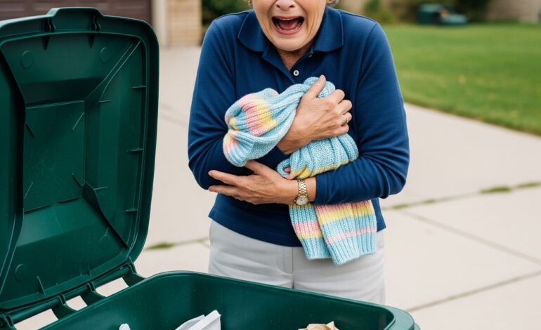 I saw my daughter-in-law drop my granddaughter’s baby blanket into the trash as if it meant nothing. I pulled it out, unable to let it be thrown away. But when I laid it out flat on the bed, my hand brushed against something hard hidden inside the fabric. A strange, solid shape—completely out of place. I took a seam ripper and gently opened the stitching. The moment the seam parted and the object slipped into my palm, my heart stopped cold…I was standing by the kitchen trash can when I saw Elise—my daughter-in-law—drop the old baby blanket inside without a second glance. It was my granddaughter Mia’s blanket, the one I had knitted myself before she was even born. Pink yarn, soft cotton lining, little white daisies stitched at the corners. It had survived spilled milk, road trips, ear infections, and dozens of washes. But apparently it hadn’t survived Elise’s sudden spree of “decluttering.”