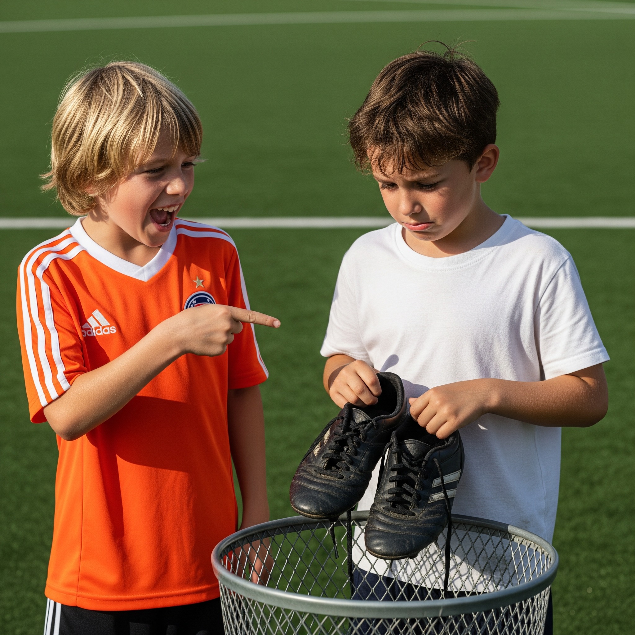 I came from a poor background, and the day I was awarded a scholarship should have been a victory. Instead, my rich classmate marched up to me and insisted I toss my “garbage” cleats into the trash, claiming they were damaging the fresh turf his dad had paid for. I stayed quiet. I slipped off the worn shoes without a word, and as I did, the inner lining unfolded, showing my godfather’s signature—the last thing he ever wrote for me…