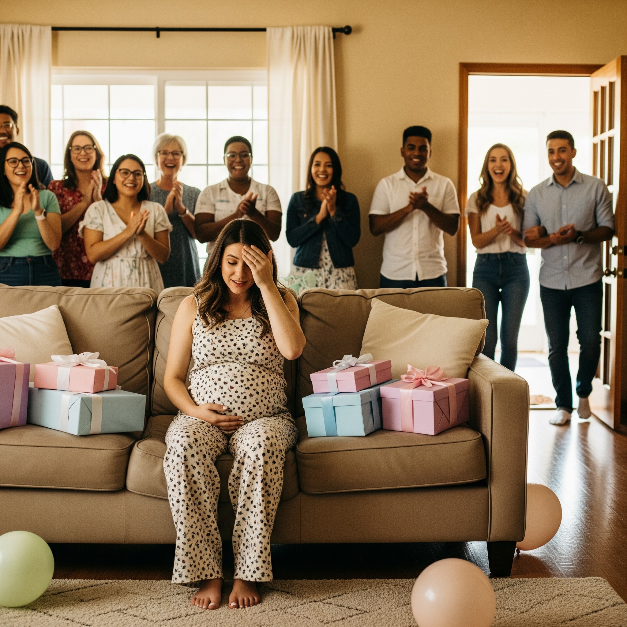 At my baby shower, my husband leaned close and whispered, “The baby isn’t mine,” before turning away and walking out with my cousin’s hand in his. I was eight months pregnant, frozen in shock, unable to process what had just happened. But nine months later, everything shifted in a way no one expected….