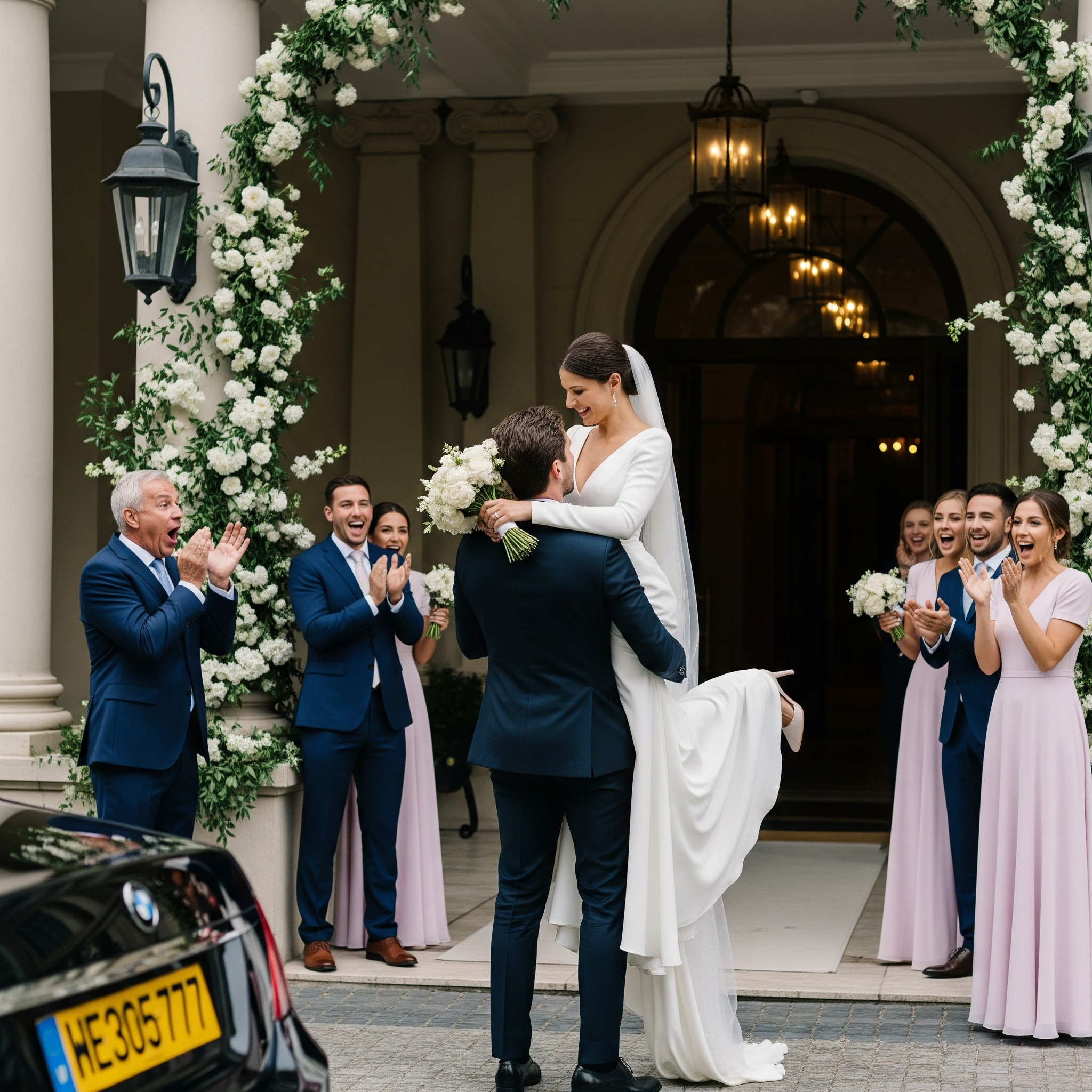 My family burst into laughter the moment I arrived at my sister’s wedding alone. “She couldn’t even find a date!” my dad shouted before pushing me straight into the fountain. The guests actually applauded. Dripping and shivering, I stood up with a calm smile and said, “Don’t forget this moment.” Twenty minutes later, my billionaire husband pulled up — and the entire crowd went pale….