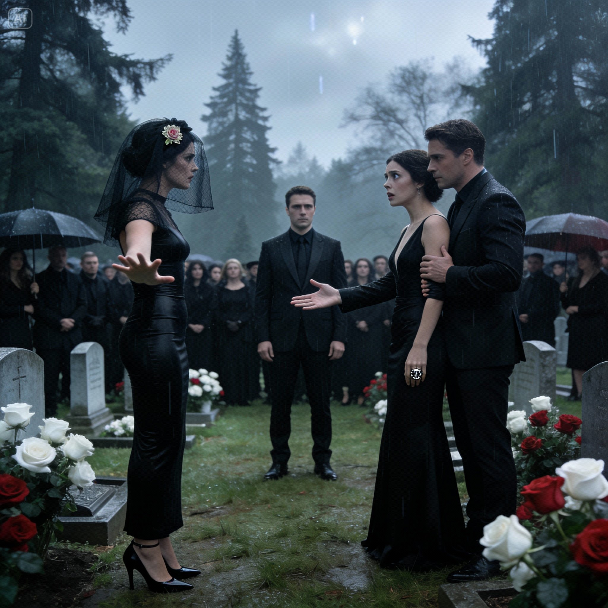 Six years ago, my sister stole my millionaire fiancé—the man I was just days away from marrying. at our mother’s funeral today, she strutted in on his arm, flashing a diamond ring and sneering, “still single at 38? shame… i got the man, the money, and the mansion.” i simply smiled, turned to her, and said, “have you met my husband yet?” when i called him over, her face drained of color—because my husband was actually…