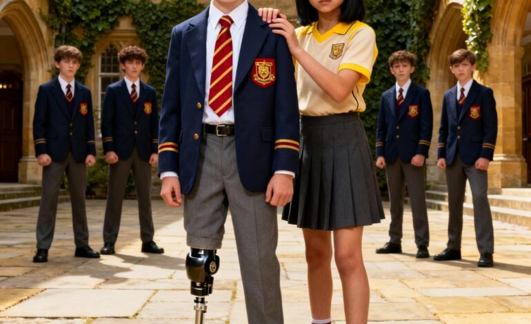 They mocked the billionaire’s one-legged son until a poor black girl defended him — and ended up changing his life forever…