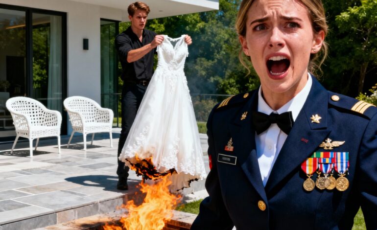 My younger brother burned the dress I’d picked for my engagement party, laughing that he wanted me to feel like a joke that day. my parents stood beside him and told me i was a disappointment to the family. but when they walked into the hotel that night, they didn’t find a broken daughter. they found me standing in my marine corps dress uniform, every ribbon earned. my parents went quiet, and my brother’s voice shook as he whispered, “sis…?”