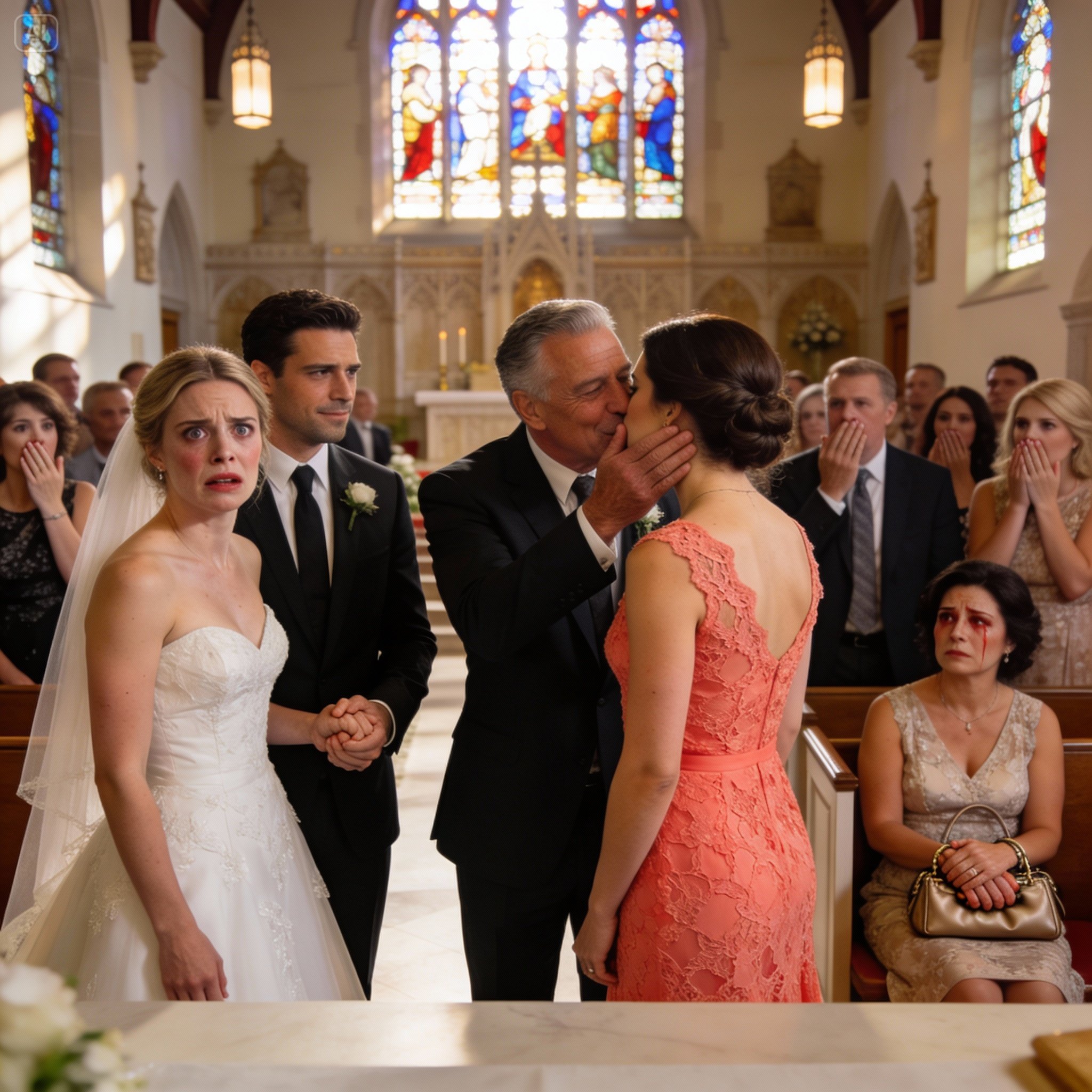 A hush fell over the guests. my groom’s hand went rigid in mine. “don’t turn around,” he whispered, but i had to see. my father was beaming—just not at me. he raised her lace-gloved hand and…