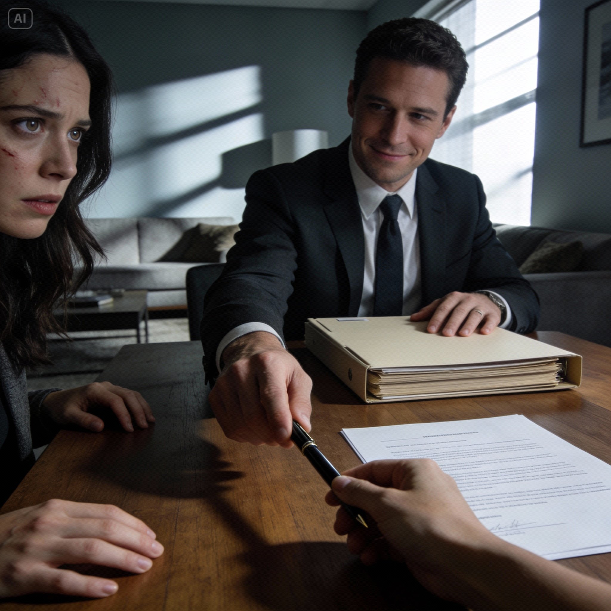 He chuckled softly, his voice low. “okay, mom. i’ll handle it.” the click of the call ending was so loud. he walked back into the room, humming. he slid a thick envelope onto the table. “just a formality,” he said with a warm smile. then he pushed a pen toward my hand and said…