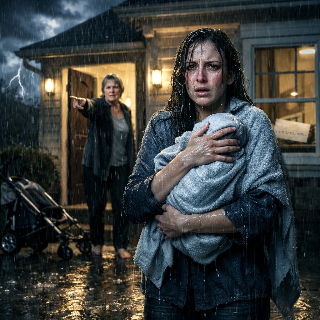 Miután a férjem meghalt, az anyja megszólalt, ami történt, és kidobott egy tomboló viharba, miközben a három hónapos gyerekünk a karjaimban tartott. Azt hitte, mindent elvett tőlem – még a babakocsit is. Amit sosem vett észre, az az, amit a férjem csendben intézett el, mielőtt elment.