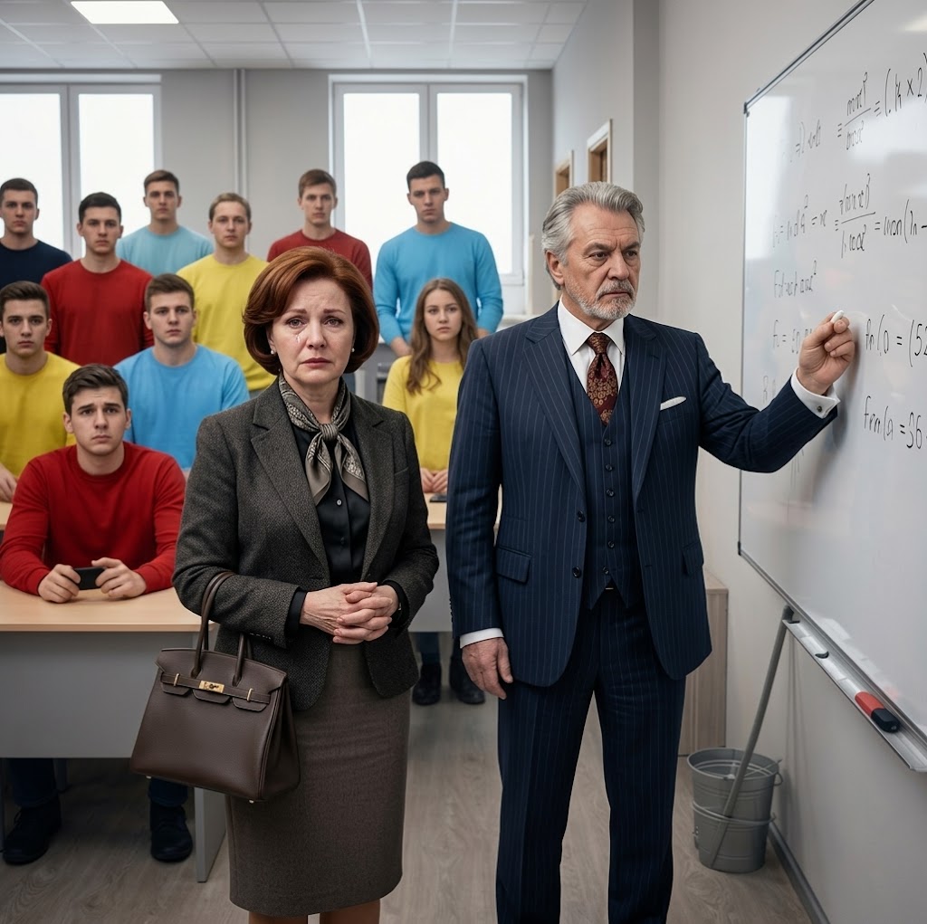 Le professeur força le femme de ménage à résoudre une tâche au tableau pour s’en moquer — une minute plus tard, le silence total régna dans le couloir.
