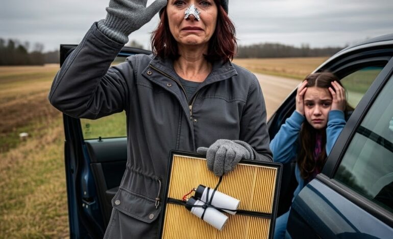 Thirty minutes into our road trip, my 7-year-old daughter leaned forward and whispered, “Mom… the AC smells weird. My head hurts.” Concerned, I pulled over to the side of the highway and opened the air vent. The second I saw what was hidden inside, my hands began to tremble. I immediately grabbed my phone and called the police.