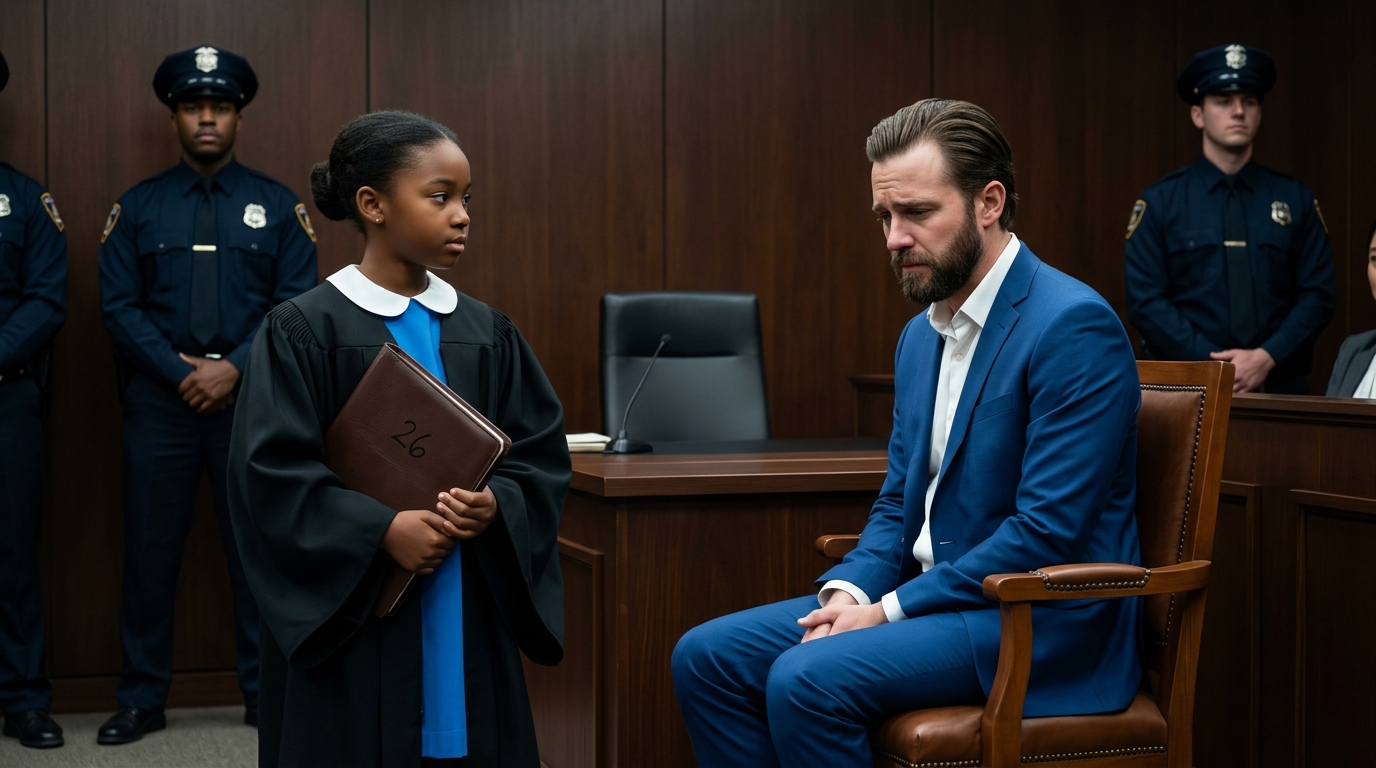 „MEG TUDOM VÉDENI!” – mondta a szegény 8 éves kislány, miután az ügyvéd elhagyta a fiatal milliomost. Bűnösnek mondták. Az ügyvédnő ártatlannak. És ami ezután történt, arra senki sem számított a tárgyalóteremben. „Mr. Green, az ügyfelének szüksége van arra, hogy mondjon valamit.” Csend volt. Reiner bíró mozdulatlan maradt, jobb szemöldöke kissé megrándult. De ez elég volt ahhoz, hogy megmutassa, bosszús. A tárgyalóterem zsúfolásig megtelt. Sorokban álltak az újságírók, a bámészkodók és a bámészkodók, akik arra vártak, hogy egy fiatal milliomos fészkelődjön, vagy valahogy kihúzza magát a bajból beszéddel. Monroe Green védőügyvéd azonban csak a fejét rázta, gyengéden becsukta az aktatáskáját, és hideg hangon azt mondta: „Kilépek az ügyből, Tisztelt Bíróság. Azonnali hatállyal.” Zsivajhullám söpört végig a tárgyalóteremen. Néhányan felálltak suttogni, mások azonnal tweetelni kezdtek, de egy személy – egy nagyon apró ember – tökéletesen mozdulatlan maradt. A nyolcéves Amara Johnson, gyöngyökkel a hajában és kölcsönruhában, ami nem igazán illett rá, a védelem asztala mögött ült a harmadik sorban. Senki sem vette észre, amikor beléptek. Senkit sem érdekelt, hogy ki ő. Még nem.