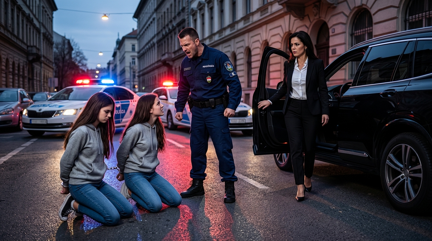 „Tedd a kezed a hátad mögé – MOST!”: Egy veterán rendőr megbilincsel két tinédzser ikerlányt, majd rájön, hogy a fekete terepjáróból kiszálló nő a karrierje ura.