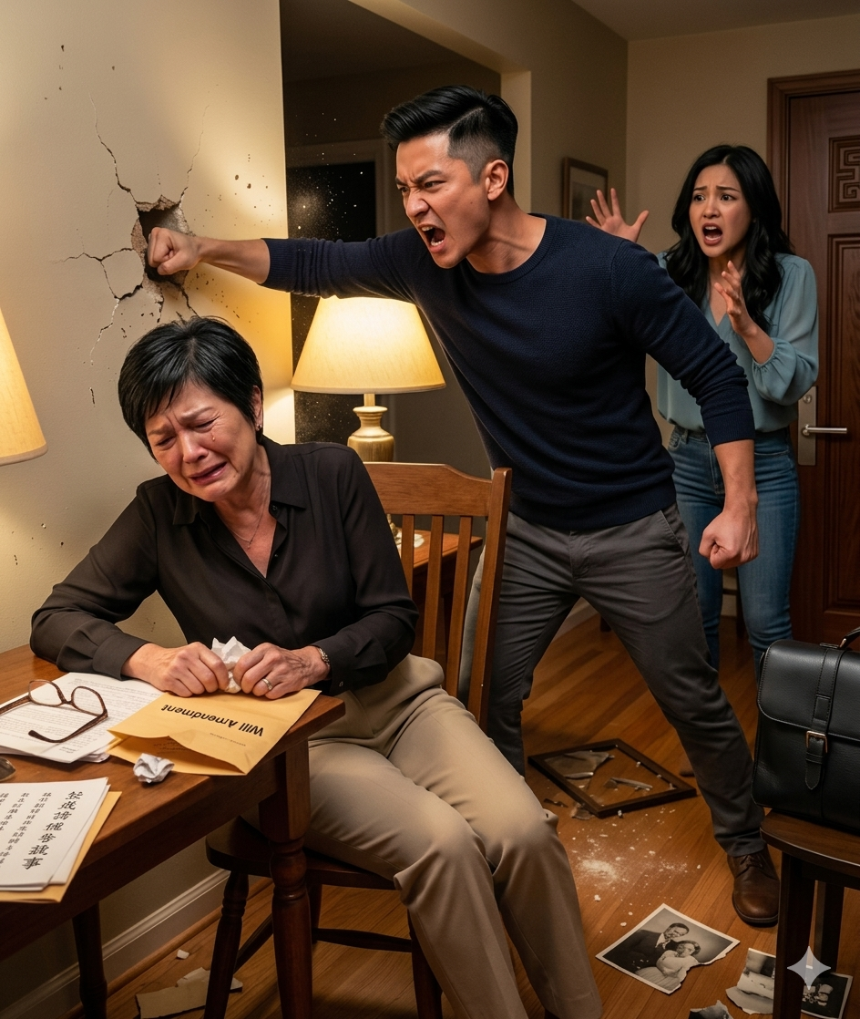 我犧牲了一切獨自撫養兒子——但當我拒絕資助他妻子的夢想時，他一拳砸在我頭旁的牆上，把我按回椅子上，毀掉了我亡夫的照片……他卻不知道幾個小時前我已經修改了遺囑……