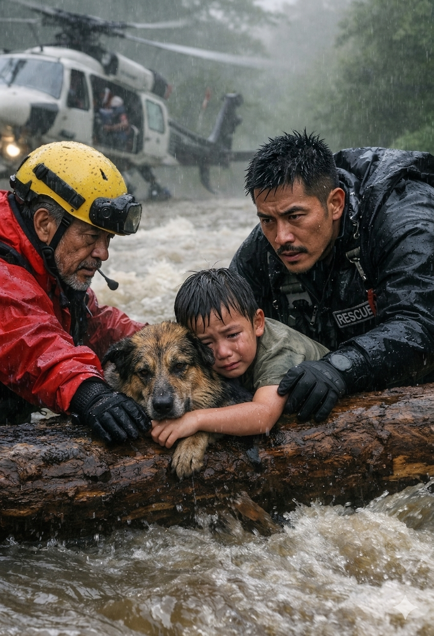 當直升機開始偏離看似只是霍洛溪洪水中風暴殘骸的航線時，一隻渾身濕透的狗在一根旋轉的圓木上保持平衡，幾乎無人察覺——直到圓木下微弱閃爍的第二道熱源迫使美國救援隊掉頭，直面河面下隱藏的真相。