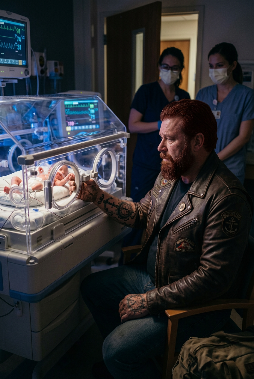 Pendant 47 jours consécutifs, un motard a refusé de quitter l’unité de soins intensifs néonatals, veillant silencieusement sur un nouveau-né fragile qui n’est pas son enfant, et pourtant il reste dévoué à son chevet, prodiguant des soins avec une loyauté farouche qui surprend les médecins, les infirmières et tout le monde.