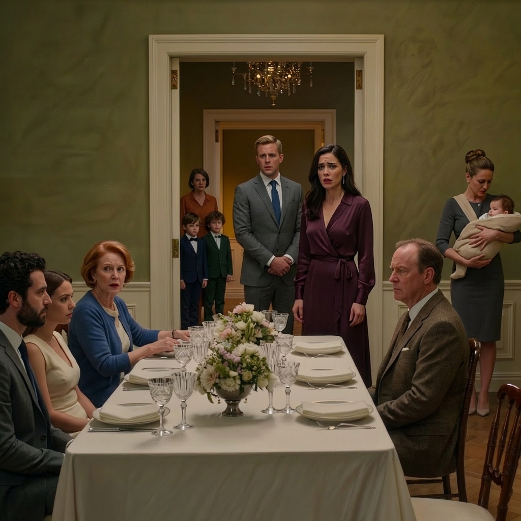 « À 34 ans et toujours célibataire ? » s’exclama ma sœur lors du déjeuner d’anniversaire de maman. « Tu finiras seule, sans famille. » Un silence de mort s’installa. Papa ajouta : « Quel dommage. » Je me contentai de sourire et de regarder ma montre. Puis les portes du restaurant s’ouvrirent. Mon mari, un chirurgien réputé, entra avec nos jumeaux de cinq ans. Derrière eux, une nounou portait notre bébé de six mois. Ma sœur en resta bouche bée quand mon mari prit la parole…