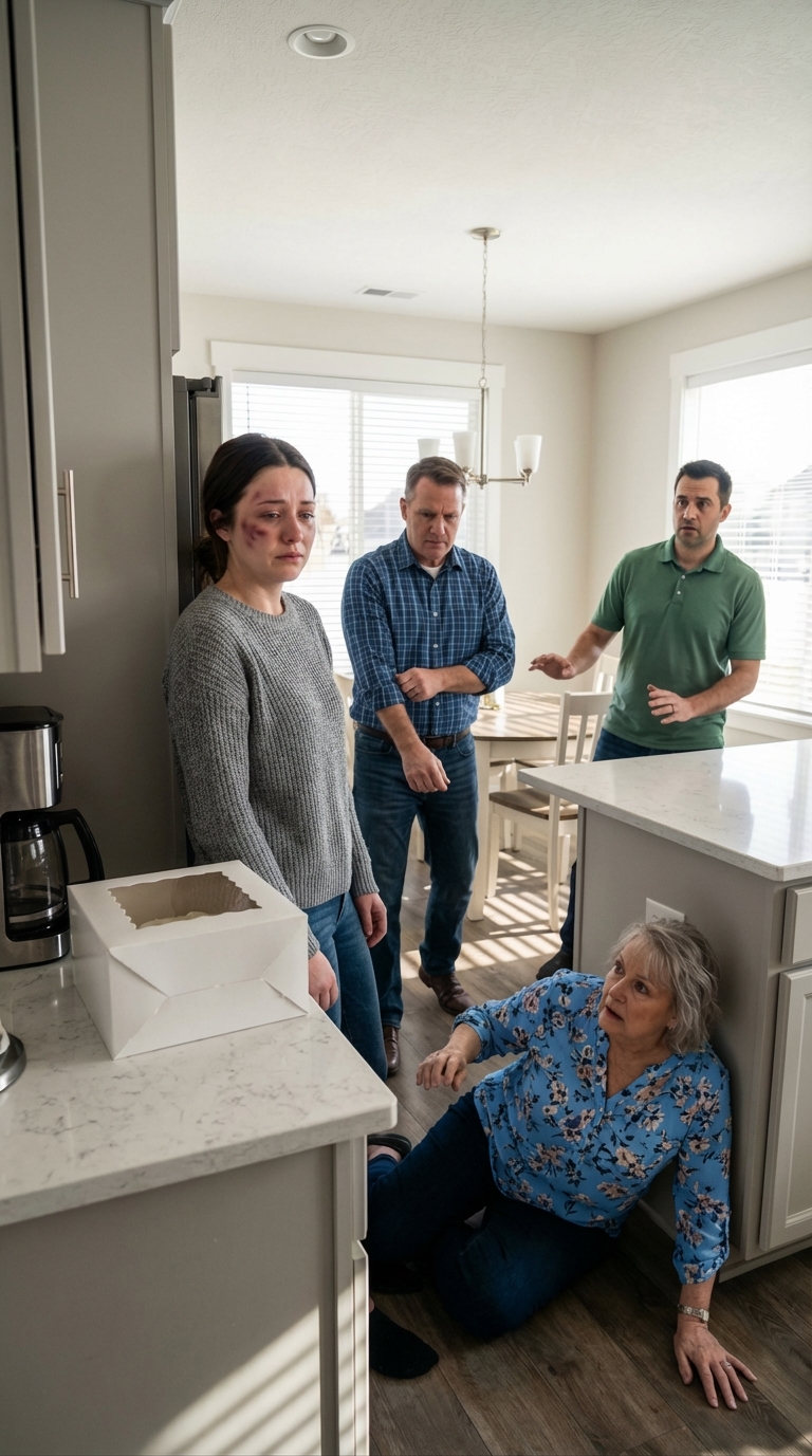 Le jour de mon anniversaire, mon père est entré, a regardé mon visage tuméfié et m’a demandé : « Ma chérie… qui t’a fait ça ? » Avant que je puisse répondre, mon mari a souri d’un air narquois et a dit : « C’est moi. Je lui ai donné une gifle au lieu de la féliciter. » Mon père a lentement enlevé sa montre et m’a dit : « Sors. » Mais quand ma belle-mère s’est mise à quatre pattes et a rampé la première, j’ai su que cette journée allait prendre une tournure inattendue.