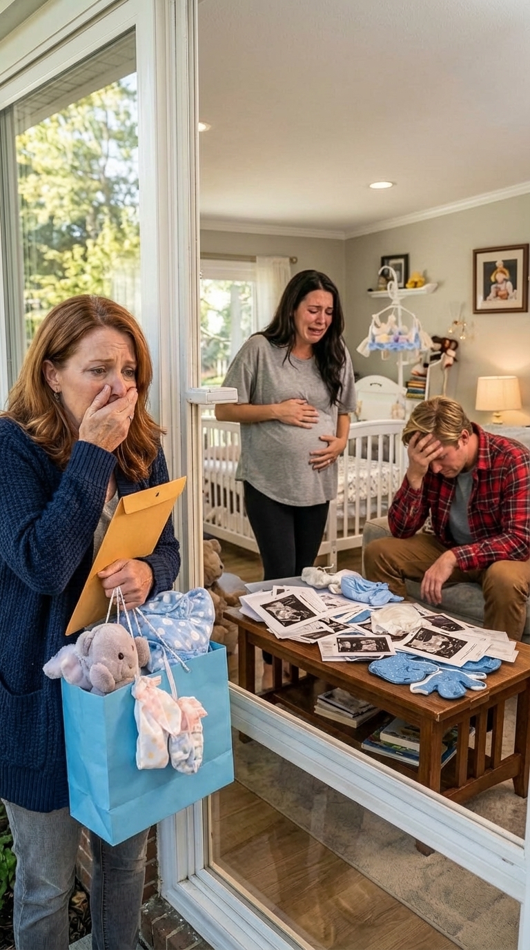 « Je revenais de chez le notaire, de très bonne humeur, et je voulais annoncer la bonne nouvelle à mon fils. J’apportais des cadeaux pour mon futur petit-fils. Mais par la fenêtre ouverte, j’ai vu ma belle-fille enlever un faux ventre de grossesse et le dire à mon fils… »