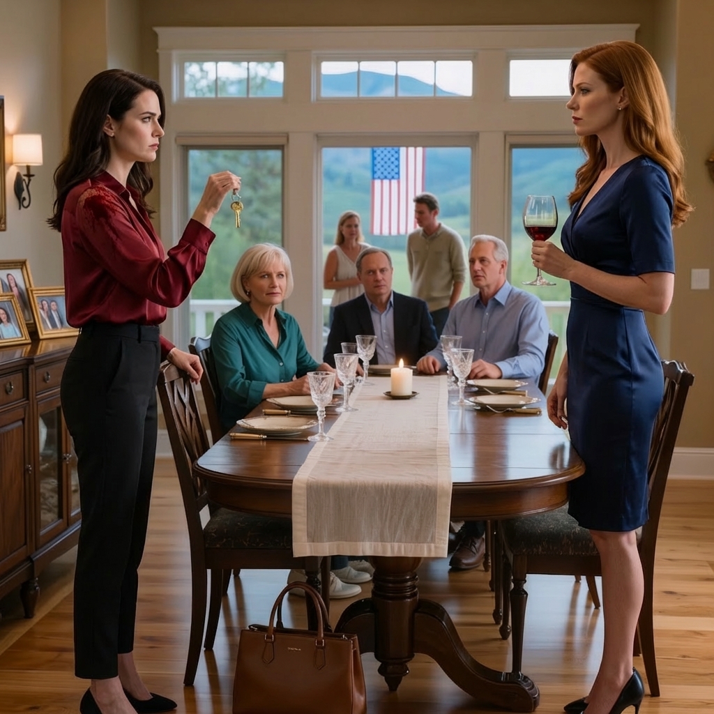 Au dîner, ma sœur m’a renversé du vin dessus en disant : « Tu as jusqu’au lever du soleil pour partir. » Mes parents ont joué le jeu. J’ai juste souri, laissé tomber une clé sur la table et dit : « Alors, vous avez 60 secondes… »