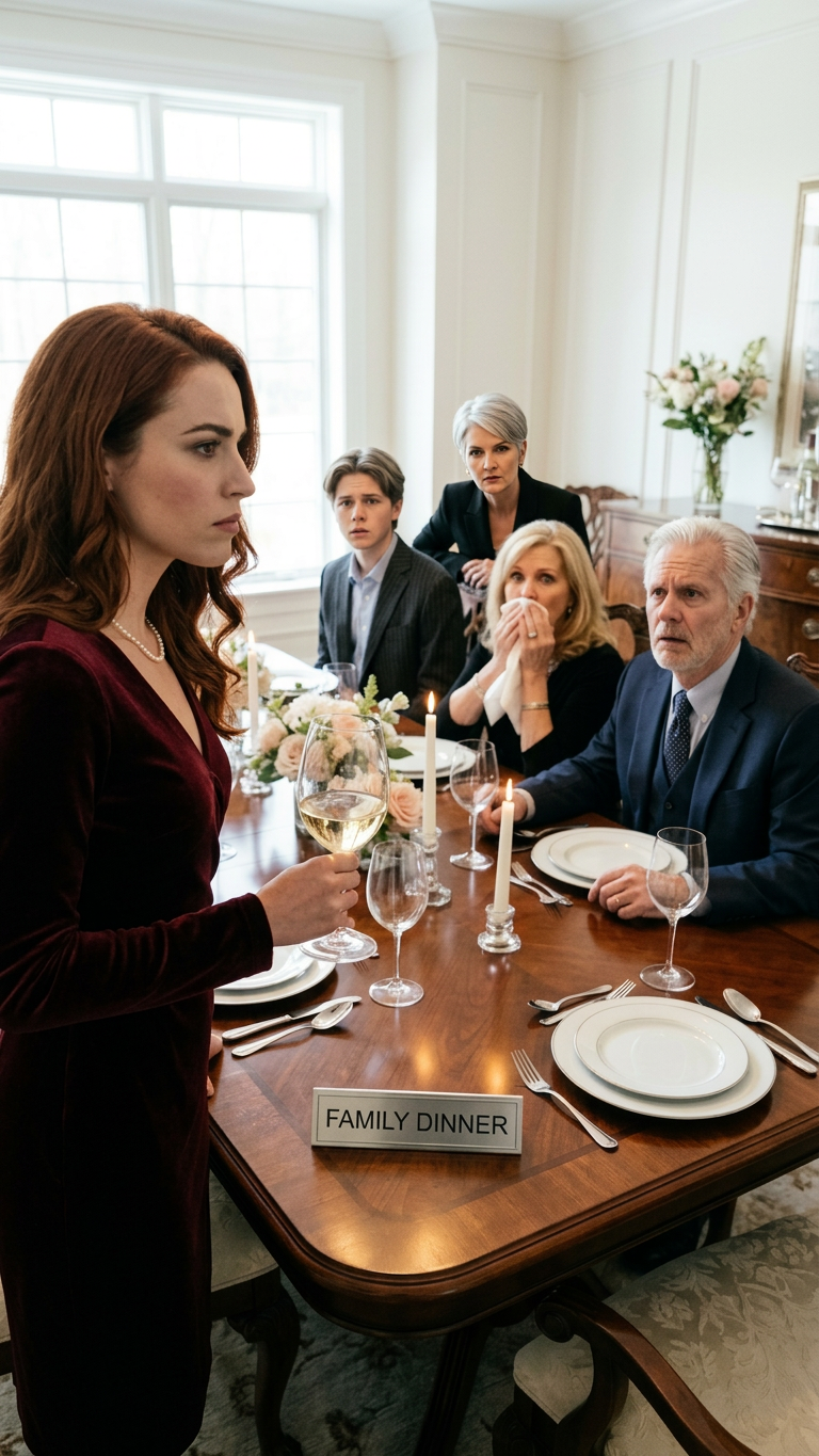 Maman a ri et a dit : « Tu n’es pas de la famille. » J’ai levé mon verre et répondu : « Parfait. Alors ne demande pas d’argent. » Son visage s’est décomposé. Papa semblait abasourdi. Un silence de mort s’est abattu sur la pièce…