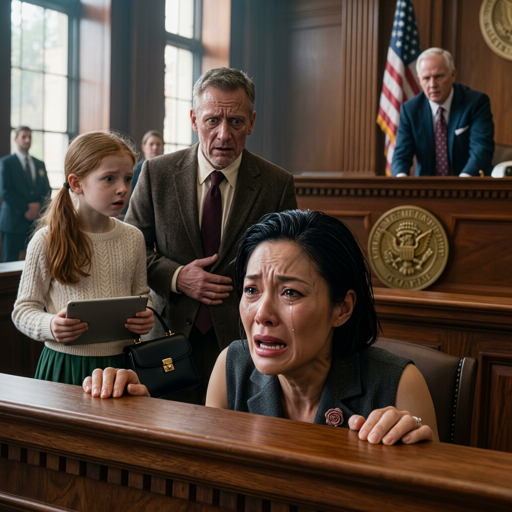 Mon mari a demandé le divorce, et ma fille de dix ans a demandé au juge : « Monsieur le juge, puis-je vous montrer quelque chose que maman ignore ? » Le juge a acquiescé. Lorsque la vidéo a commencé, un silence de mort s’est abattu sur la salle d’audience.