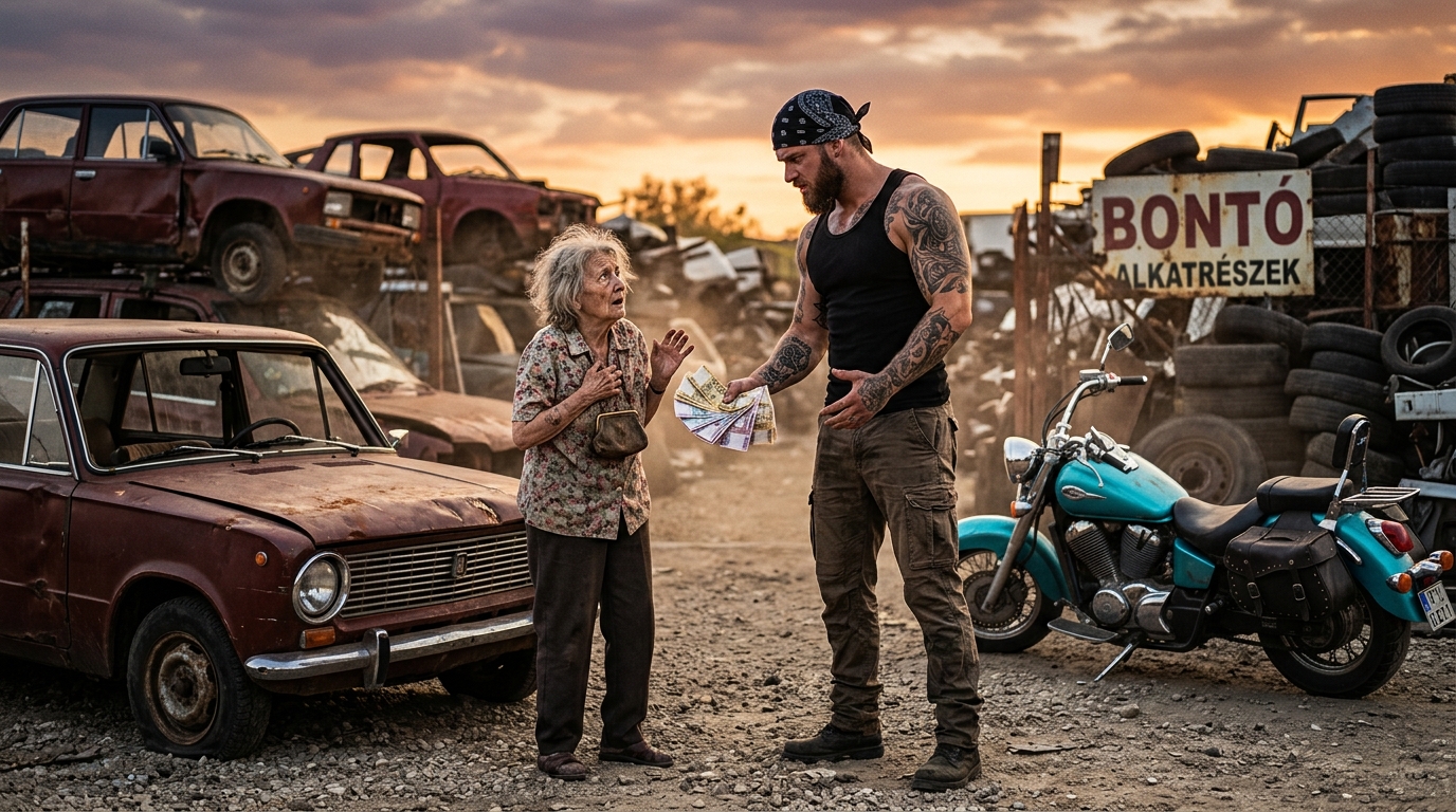 “CSAK EZ VAN” 🥺💔 Egy idős nő véletlenül összetöri egy férfi motorját. A férfi dühösen ráordított, mire az idős nő odaadta neki az utolsó fillérjét. A férfi elvette a pénzt, és úgy döntött, meglepi a nőt. Mit gondolsz, mi fog történni?