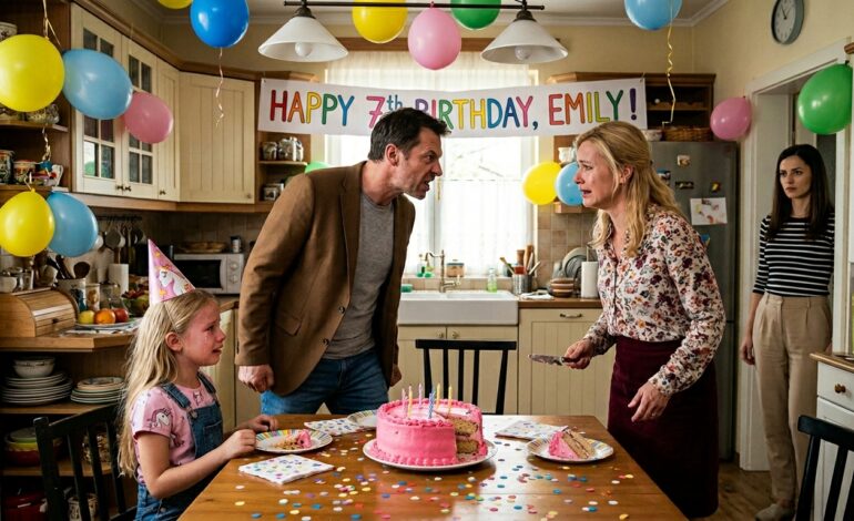 Mosolyogva, késsel a kezemben segítettem a lányomnak felszeletelni a születésnapi tortáját, amikor kinyílt a bejárati ajtó. A férjem belépett egy másik nővel a karján, és azt mondta: „Drágám, gyere ide – az igazi szüleidhez.” Megdermedtem. A lányom ránézett, majd rám. A szoba megfordult, ahogy egy szörnyű igazság hasított belém: a gyermek, akit teljes szívemből szerettem, soha nem volt az enyém… akkor kinek a gyermekét neveltem fel?