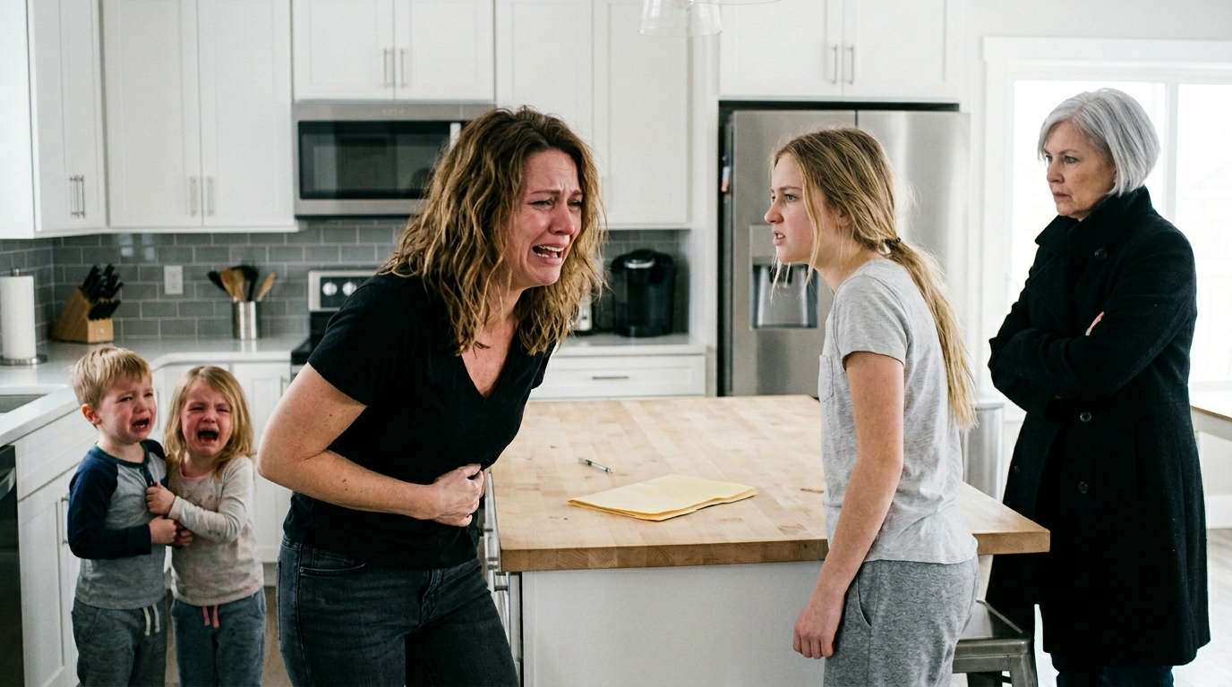 A férjem temetéséről származó füstölő még el sem halványult, amikor anyósom egy halom papírt csapott az asztalra. „Írd alá. Ez a ház fel lesz osztva.”  Megdermedtem, és magam után húztam a két kisgyerekemet. A sógornőm vigyorgott. „Kinek képzeled magad, hogy mindent megtartasz?” Remegő kezem volt, amikor kinyitottam a dossziét – a vádlott neve az enyém volt.  Aztán az ügyvéd suttogta: „Volt egy végrendelet… és az csak úgy eltűnt.”