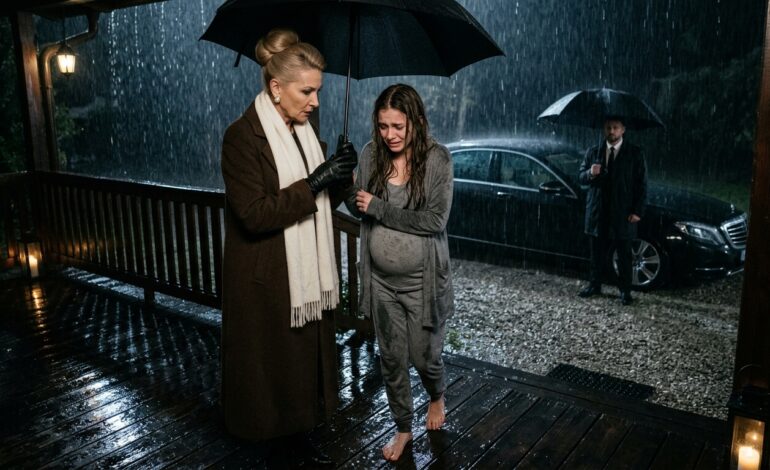 A férjem kirúgott az utcára, bezárta az ajtót, és én ott álltam a szakadó esőben – mezítláb, terhes pocakkal. De amikor a gazdag nagymamám megjött, átölelt, és halkan azt mondta: „Megbánom a férjed minden tettét” 😯😢 Az eső szüntelenül esett, nehéz, hideg sugarakban, mintha az ég úgy döntött volna, hogy egyszerre önt mindent. A fa tornác csúszóssá vált, a víz lefolyt a lépcsőn, visszaverve a lámpa gyenge fényét. Mezítláb álltam, kezem a hasamhoz szorítva, éreztem, ahogy a hideg egyre mélyebbre hatol a bőrömbe. A vékony otthoni ruháim teljesen átáztak, és a testemhez tapadtak. A hajam az arcomba tapadt, és az ujjaim alig érezték már a meleget. Mögöttem a csukott ajtó volt. Ugyanaz az ajtó, amelyet Michael tíz perccel ezelőtt becsapott. Mielőtt elfordította volna a kulcsot, nyugodtan azt mondta: — Ha vitatkozni akarsz, maradj kint. Talán megtanulsz tiszteletet. Kopogtam az ajtón, először halkan, aztán hangosabban, de csak csend volt a válasz. Bent meleg és világos volt, itt pedig csak eső, szél és a megalázottság érzése, ami elől nem lehet elbújni.  A telefon bent maradt a házban. A cipőm is. Sötét volt, és nem mertem így odamenni a szomszédaimhoz. Lassan leültem a földre, összebújtam, hogy egy kicsit felmelegedjek, és nem tudtam visszatartani a könnyeimet. Keveredtek az esővel, és egy ponton már nem értettem, mi is folyik le az arcomon.  És hirtelen a sötétben feltűntek a fényszórók. Egy fekete autó állt meg lassan a ház előtt. Túl drága ehhez a környékhez, túl idegen ehhez az utcához.  Az ajtó kinyílt, és kilépett. A nagymamám, Eleonóra. Ugyanúgy nézett ki, mint mindig – tökéletesen ápolt, hosszú kabátban, egyenes háttal, és azzal a tekintettel, amitől az emberek kimondták az igazat.  Odajött hozzám, kinyitott egy esernyőt, és megvédett az esőtől. Régóta először éreztem meleget. – Emma… – mondta halkan, és a hangja már mindent elárult. Meztelen lábaimra, vizes ruháimra, remegő kezeimre nézett. Aztán lassan felnézett a házra. Michael házára. Az arca hideg lett. A sofőrhöz fordult, és nyugodtan azt mondta: – Hívd fel Jamest. Mondd meg neki, hogy szükségem van egy csapatra. Holnap reggel.  A sofőr egy pillanatra megállt, de nem kérdezett semmit. A nagymama ismét rám nézett, és kinyújtotta a kezét. – Kelj fel, drágám – mondta halkan, de határozottan –, ez a ház nem ér meg egyetlen könnyedet sem. Megfogtam a kezét, és abban a pillanatban, hosszú idő óta először, éreztem, hogy nem vagyok egyedül. És Michael… még mindig bent volt, és nem is sejtette, hogy élete legnagyobb hibáját követte el. Mert a nagymamám nem pazarolta a szavakat. Amikor parancsokat adott, mindenki engedelmeskedett… És amit tett, a férjem sokáig megbánta 😢😯