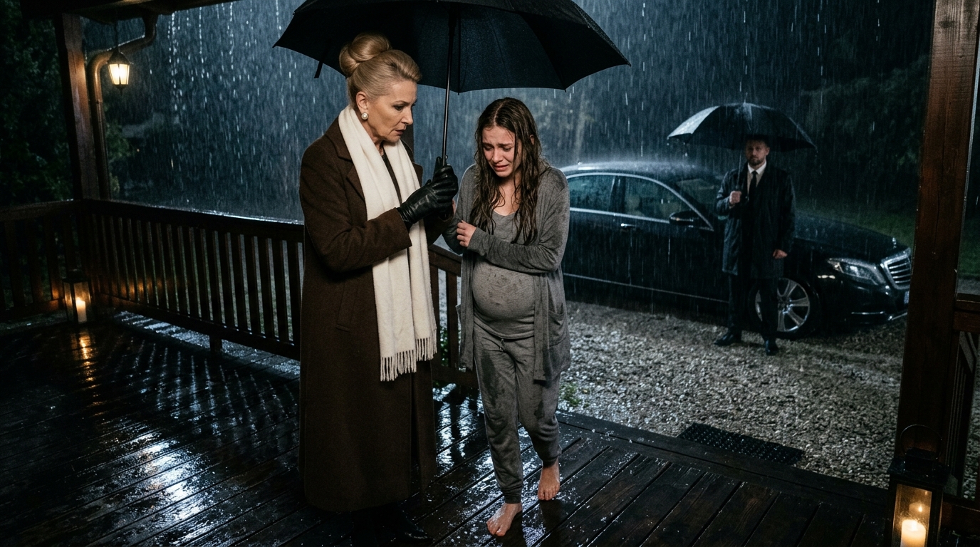 A férjem kirúgott az utcára, bezárta az ajtót, és én ott álltam a szakadó esőben – mezítláb, terhes pocakkal. De amikor a gazdag nagymamám megjött, átölelt, és halkan azt mondta: „Megbánom a férjed minden tettét” 😯😢 Az eső szüntelenül esett, nehéz, hideg sugarakban, mintha az ég úgy döntött volna, hogy egyszerre önt mindent. A fa tornác csúszóssá vált, a víz lefolyt a lépcsőn, visszaverve a lámpa gyenge fényét. Mezítláb álltam, kezem a hasamhoz szorítva, éreztem, ahogy a hideg egyre mélyebbre hatol a bőrömbe. A vékony otthoni ruháim teljesen átáztak, és a testemhez tapadtak. A hajam az arcomba tapadt, és az ujjaim alig érezték már a meleget. Mögöttem a csukott ajtó volt. Ugyanaz az ajtó, amelyet Michael tíz perccel ezelőtt becsapott. Mielőtt elfordította volna a kulcsot, nyugodtan azt mondta: — Ha vitatkozni akarsz, maradj kint. Talán megtanulsz tiszteletet. Kopogtam az ajtón, először halkan, aztán hangosabban, de csak csend volt a válasz. Bent meleg és világos volt, itt pedig csak eső, szél és a megalázottság érzése, ami elől nem lehet elbújni.  A telefon bent maradt a házban. A cipőm is. Sötét volt, és nem mertem így odamenni a szomszédaimhoz. Lassan leültem a földre, összebújtam, hogy egy kicsit felmelegedjek, és nem tudtam visszatartani a könnyeimet. Keveredtek az esővel, és egy ponton már nem értettem, mi is folyik le az arcomon.  És hirtelen a sötétben feltűntek a fényszórók. Egy fekete autó állt meg lassan a ház előtt. Túl drága ehhez a környékhez, túl idegen ehhez az utcához.  Az ajtó kinyílt, és kilépett. A nagymamám, Eleonóra. Ugyanúgy nézett ki, mint mindig – tökéletesen ápolt, hosszú kabátban, egyenes háttal, és azzal a tekintettel, amitől az emberek kimondták az igazat.  Odajött hozzám, kinyitott egy esernyőt, és megvédett az esőtől. Régóta először éreztem meleget. – Emma… – mondta halkan, és a hangja már mindent elárult. Meztelen lábaimra, vizes ruháimra, remegő kezeimre nézett. Aztán lassan felnézett a házra. Michael házára. Az arca hideg lett. A sofőrhöz fordult, és nyugodtan azt mondta: – Hívd fel Jamest. Mondd meg neki, hogy szükségem van egy csapatra. Holnap reggel.  A sofőr egy pillanatra megállt, de nem kérdezett semmit. A nagymama ismét rám nézett, és kinyújtotta a kezét. – Kelj fel, drágám – mondta halkan, de határozottan –, ez a ház nem ér meg egyetlen könnyedet sem. Megfogtam a kezét, és abban a pillanatban, hosszú idő óta először, éreztem, hogy nem vagyok egyedül. És Michael… még mindig bent volt, és nem is sejtette, hogy élete legnagyobb hibáját követte el. Mert a nagymamám nem pazarolta a szavakat. Amikor parancsokat adott, mindenki engedelmeskedett… És amit tett, a férjem sokáig megbánta 😢😯