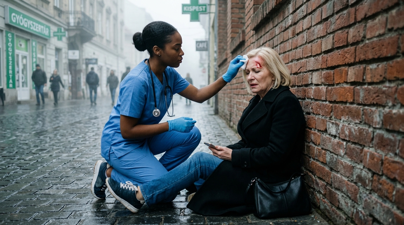 🚨 Kirúgták az iskolából, mert megmentett egy idegent az utcán. Amit az arrogáns igazgatónő nem vett észre, az az volt, hogy KINEK az életét mentette meg… 🚁  Az ébresztőóra kérlelhetetlenül csengett reggel 7:23-kor, megtörve az apró, nyirkos pincelakás csendjét. Emma Bradley, egy tizenkilenc éves ápolónő hallgató, hirtelen kinyitotta a szemét. A kimerültség ólomként szorította össze a csontjait, de a pánik talpra kényszerítette. A záróvizsgája reggel 8:00-kor volt. Az egyetemi szabály megszeghetetlen volt: “Semmilyen körülmények között sem szabad késni.” Sietve magára kapta az előző nap viselt műruháját; a bankszámláján nem volt pénz mosásra, nemhogy a megbukás luxusára. Az íróasztalán, a kopott könyvei mellett egy kilencéves kori fénykép feküdt, amint édesanyja, Sarah mellett mosolyog. Fájdalom hasított a mellkasába, amikor ránézett. Az édesanyja egyszerű tüdőgyulladásban halt meg, ami vérmérgezéssé fajult, mert a kórházi számláktól való félelem addig bénította, amíg túl késő nem lett. Azon a napon, a hideg sír előtt állva, a kis Emma megszeghetetlen fogadalmat tett: ápolónő lesz, hogy senki másnak ne kelljen meghalnia időben történő ellátás hiánya miatt. „Ma megteszem, anya” – suttogta Emma, ​​nehéz hátizsákját szorongatva, mielőtt kirohant a csípős, jeges novemberi levegőbe.