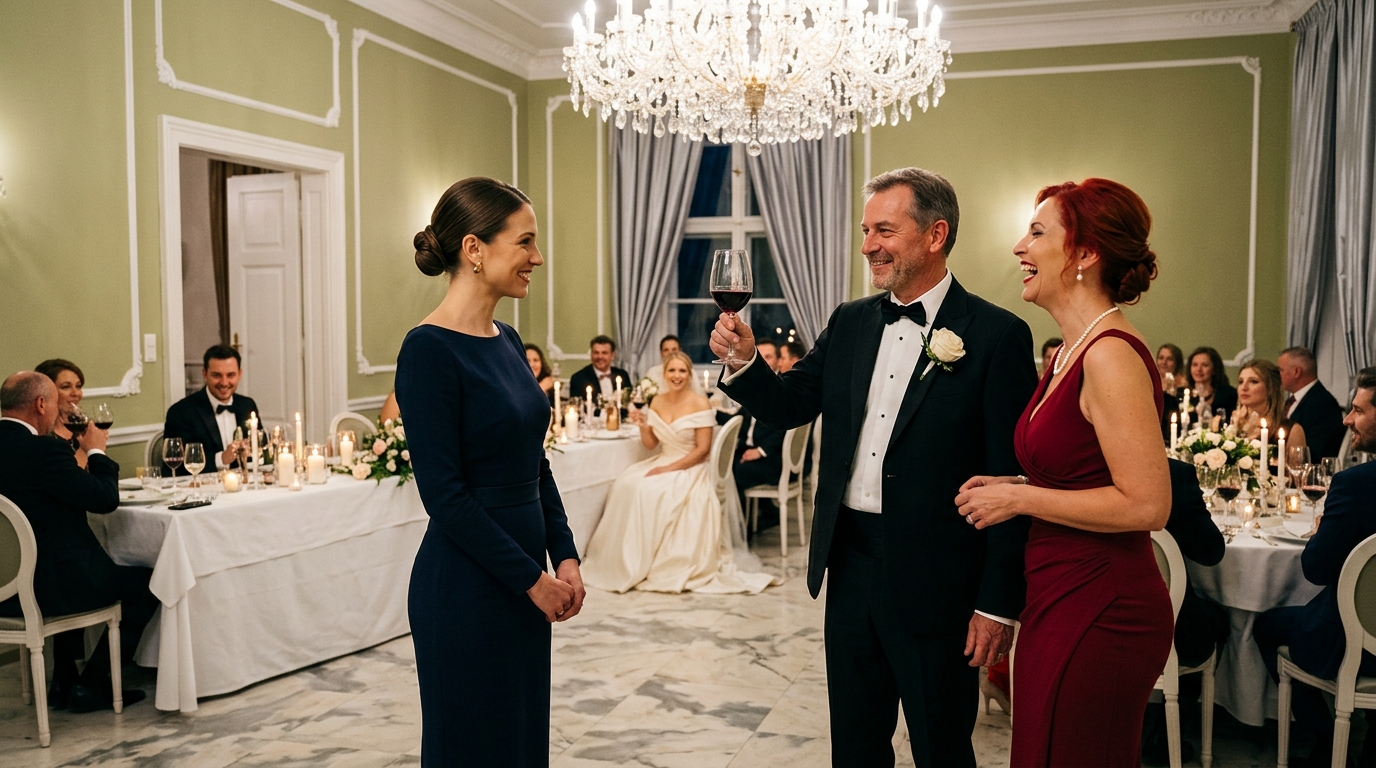 Tizenöt évvel azután, hogy apám kiűzött onnan, láttam őt a nővérem esküvőjén. Apa vigyorgott, és azt mondta: „Ha nem lett volna kedves, senki sem hívott volna meg.” Kortyoltam a boromból, és elmosolyodtam. Aztán a menyasszony átvette a mikrofont, tisztelgett nekem, és azt mondta: „Evelyn vezérőrnagynak…” AZ EGÉSZ TEREM FELÉM FORDULT Apám gúnyolódott velem a nővérem esküvőjén – aztán a menyasszony megragadta a mikrofont, és tisztelgett nekem  Az üdvözlőtábla a country club előcsarnokában állt, fehér és ezüst keretben, mintha egy múzeumba tartozna. Az apám. A felesége. A nővérem. Unokatestvérek. Mosolygó családi fotók a tizenöt éve nem vett részt ünnepeken. A nevem sehol sem volt rajta. Sem a képaláírásokban. Sem a sarkokban. Még az idővonalon sem.  Ennek mindent el kellett volna mondania, mielőtt beléptem volna a bálterembe.  Mégis maradtam.  A meghívó egy egyszerű borítékban érkezett, a nővérem kézírásával az elején, ugyanazzal a gondosan balra tolódó írással, amit a születésnapi kártyákon láttam a hálószobám ajtaja alatt. Kérlek, gyere. Ott szükségem van rád. Nincs visszaküldési cím. Nincs benne üzenet. Csak a kártya, a dátum, a connecticuti country klub, és egy sor, ami kevésbé tűnt meghívásnak, inkább egy tizenöt éven átnyúló kéznek.  Így hát odahajtottam a régi Fordommal, egy benzinkútnál ülő kávézóval a kezében, átkeltem a 15-ös úton egy októberre tisztára kefélt ég alatt, és azt mondtam magamnak, hogy Clare-ért megyek, nem a lezárásért.  A szoba pontosan olyan volt, amilyet az apámtól elvár az ember. Kristály. Vonósnégyes. Építészetként halmozott pezsgő. Férfiak, akik apró részletekben is megmutatták a pénzüket. Nők, akiknek soha nem kellett felemelniük a hangjukat, hogy szobájuk legyen. A ruhámat akciósan vettem. Sötétkék, egyszerű, tiszta vonalak. Jól állt. Ennyi volt.  A fejek mégis odafordultak.  „Ő az” – suttogta valaki a bárpult közelében.  „Gerald idősebb lánya?”  „Azt hittem, elköltözött.”  Elvettem a helykártyámat egy arra járó pincér tálcájáról, és majdnem elmosolyodtam. A menyasszony vendége. 22-es asztal. Az utolsó asztal a teremben, a konyhaajtó közelében, selyemvirágok a középen, míg a főasztalnál fehér rózsák és orchideák díszelegtek, mintha saját irányítószámuk lenne.  Ekkor talált rám Clare.  Gyorsan mozgott egy menyasszonyhoz képest, fátyol mozgott, szatén susogott a márványon, és abban a pillanatban, hogy elért hozzám, a szoba minden fénye lehullott róla.  „Eljöttél” – mondta, és a hangja a második szónál elcsuklott.  Mindkét karjával átölelt, mintha újra tizenhét éves lenne, és viharban mászna be az ágyamba.  „Nem voltam biztos benne, hogy meg kellene tennem.”  „Szükségem volt rád itt.” Éppen annyira hátradőlt, hogy az arcomba nézhessen. „Bármi is történjen ma este, maradj.”  Valami a szemében azt súgta, hogy ez több, mint családi fotók és esküvői torta.  Mielőtt megkérdezhettem volna, hogy mire gondol, megjelent mellette a vőlegénye, nyugodtan, azzal a feltűnéstelen módon, ahogy egyes férfiak nyugodtak.   „Megtiszteltetés végre találkozni veled” – mondta, kezet rázva velem.   „Végre?”   Clare egyszer megszorította az ujjaimat. „Csak bízz bennem, Ev.”   Aztán eltűnt fehér selyemfelhő és ideges koszorúslányok felhőjében.   Tizenhét percig bírtam, mielőtt apám átment a szobán.   Még mindig úgy mozgott, mintha arra számított volna, hogy bútorok és emberek rendeződnek el körülötte. Ezüst haja hátrafésülve, sötét öltöny, pohár bordói a kezében, arckifejezése már megfeszült.   „Senki sem lelkesedésből hívott meg” – mondta halkan, megállva az asztalom mellett. „Azért vagy itt, mert Clare szentimentális.”   „Neked is köszönök, apa.”   Összeszorult a szája. „Ne csinálj jelenetet ma estéből.”   „Clare miatt jöttem.”   Röviden felnevetett, minden melegség nélkül. „Persze, hogy igen.”   A mostohaanyám egy másodperccel később megjelent mellette, gyöngyökkel a nyakán, tökéletesen elrendezett mosollyal.  – Ó – mondta, mintha csak most vett volna észre a konyhaajtó közelében –, azt hittem, valami kavarodás történt az ülőhelyekkel.  Ezt elengedtem.  Az évek megtanítottak nekem valamit, amit a gyerekkorom sosem: nem minden sláger érdemel energiát.  De apám nem jött oda egy futó megjegyzésért. Közelebb hajolt, halk hangon, olyan hangon, amivel privát maradhatott, miközben pontosan azok hallhatták, akiket szeretett volna.  – Clare-nek gyönyörű élete van, mert én építettem – mondta. – Ez a fogadás, az ő lakása, az ő jövője. Próbáld ezt megjegyezni, mielőtt úgy döntesz, hogy feszegeted a határokat a szobámban.  A szobám.  Mindig így látta. Az ő háza. Az ő pénze. Az ő szabályai. Az ő családja. Mindenki más csak benne élt.  Hosszú ideig néztem rá. – Ez Clare esküvője.  Kiegyenesedett, már eleve bosszús volt, hogy nem úgy reagálok, ahogy ő szeretné. „Sosem értetted, hogyan működnek a dolgok.”  Talán nem az ő verziója.  A koktélóra vacsoraidőbe csúszott, és a bálterem gyertyafénybe olvadt. A 22-es asztalnál maradtam. Mosolyogtam, ha szóltak hozzám. Kiegyenesítettem a vállamat. A légierő megtanított arra, hogyan lélegezzek a turbulenciában anélkül, hogy a viharnak tenném az arcomat.  Aztán jött a pohárköszöntő.  Apám a főasztalnál állt, és megkocogtatta a poharát. A terem azonnal elcsendesedett.  „Clare mindig is…”„Érted, mit jelent a család” – kezdte simán. „Hűség. Kegyelem. Tudni, hová tartozol.”  Néhány helyeslő bólintás hallatszott. Néhány halk kuncogás. Néhány pillantás, amelyek kiszámíthatóan a terem hátsó része felé sodródtak.  Nem mondta ki a nevemet. Nem is kellett volna.  Az egész terem megértette a formát, amit rajzolt, és azt, hogy hová akart engem elhelyezni benne.  A bálterem túlsó végéből Clare keze megszorult a pezsgőspohara körül. Még a 22-es asztaltól is láttam. Fehér bütykök. Feszes állkapocs. Csillogó szemek, de nem könnyesek. Határozottan.  Egy nyugalmazott ezredes, akivel csak percekkel korábban találkoztam, rám nézett, majd a színpad felé, és halkan megjegyezte: „Asszonyom, azt hiszem, az estéje hamarosan megváltozik.”  Nem mondtam meg neki a rangomat. Nem is kellett volna.  Aztán Clare felállt a főasztaltól.  Menyasszonyi ruhájában lépett a színpadra, egyik kezével biztos kézzel átvette a mikrofont a zenekarvezetőtől, és megfordult – nem apánkhoz, nem a terembe, hanem egyenesen a konyhaajtó melletti utolsó asztalhoz.  És hirtelen mindenki a bálteremben követte a tekintetét.