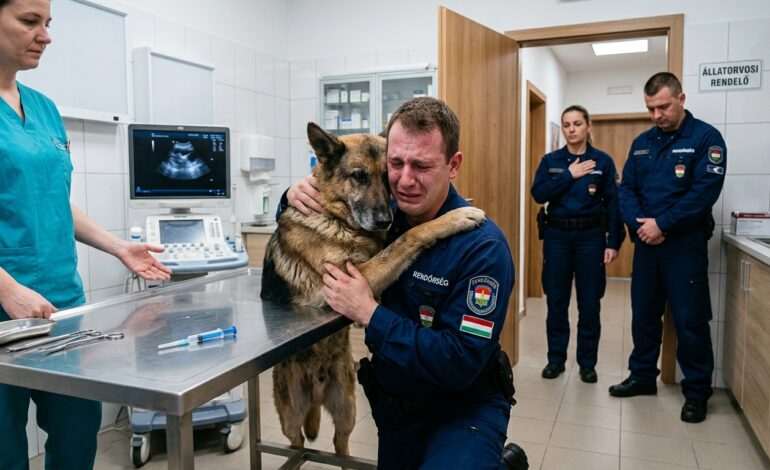 A rendőr lehajolt és megölelte a segítőkutyáját, miközben az állatorvos előkészítette az utolsó injekciót, de az utolsó pillanatban a kutya olyat tett, amitől mindenki sokkot kapott a szobában 😲😱