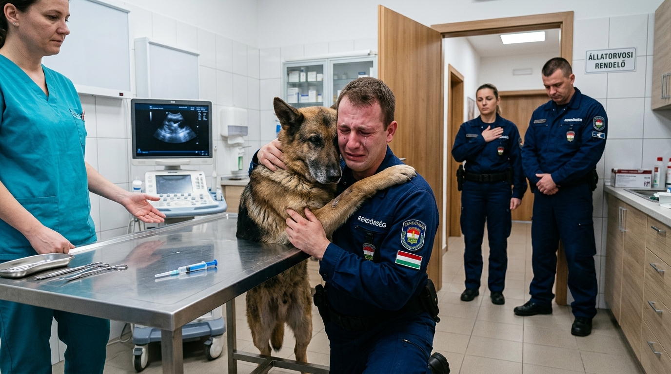 A rendőr lehajolt és megölelte a segítőkutyáját, miközben az állatorvos előkészítette az utolsó injekciót, de az utolsó pillanatban a kutya olyat tett, amitől mindenki sokkot kapott a szobában 😲😱