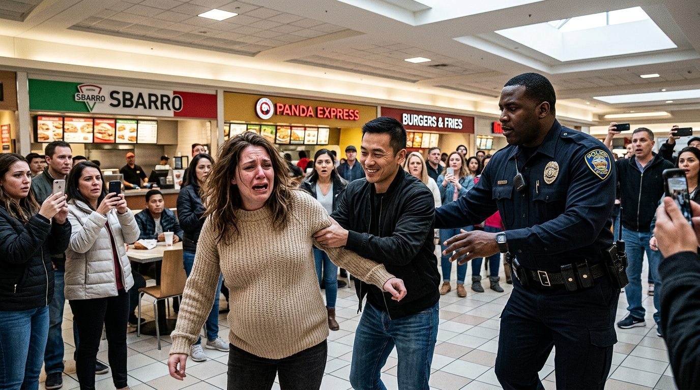 Soha nem gondoltam volna, hogy egy bevásárlóközpont tárgyalóteremmé válhat.  Az egyik pillanatban még a terhes hasamat ringatom, és próbálok lélegezni a tömegben – aztán a keze végigsimít az arcomon. „Ne viselkedj úgy, mint egy áldozat!” – sziszegi elég hangosan ahhoz, hogy mindenki hallja. Mellette a nő a karjába kapaszkodik és nevet. „Nézd csak – szánalmas.” Érzem a vér ízét. Érzem a félelmet. És akkor meglátom: felemelt telefonok, forgó kamerák.