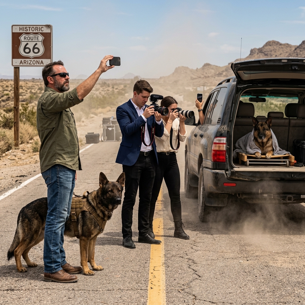 Nyugdíjas K9 volt kifakult szolgálati nyakörvvel – és egy influenszer 50 dollárért vette meg, hogy kihasználja  Az arizonai sivatag nem bocsátja meg a hibákat. Egyszerűen csak arra a pillanatra vár, amikor elkövetsz egyet.  Jason Keller parancsnok évek óta nem viselte az egyenruháját, de még mindig gondosan összehajtogatva tartotta a hátsó ülésen, mint egy megszokott szokást, amiről nem tudott megszabadulni. Harmincöt évesen, nyugdíjas haditengerészeti SEAL-ként egy napszítta Ford pickupot vezetett légkondicionáló nélkül, és a műszerfala úgy zörgött, mintha bármelyik pillanatban széteshetne. Az egyetlen dolog az életében, ami nem érződött sérültnek, K9 Duke volt, egy nyugdíjas katonai német juhász, sebhelyes vállával és olyan szemekkel, amelyek még akkor is ébereek maradtak, amikor Jason megpróbálta úgy tenni, mintha a világ biztonságos lenne.  Jason egy állásinterjú felé hajtott, amiről már sejtette, hogy nem kapja meg. „Túlképzett”, mondanák. Vagy ami még rosszabb: „PTSD”. Elégszer hallotta már ahhoz, hogy tudja, ez már nem csak egy diagnózis – ez egy udvarias módja annak, hogy bezárjon egy ajtót.  Duke hirtelen felkapta a fejét, füleit előrecsapva.  Jason követte a kutya tekintetét az üres autópálya-szakaszon, és egy fekete terepjárót látott maga előtt – drága, fényes, teljesen oda nem illő egy poros úton, amelyen általában a ranch teherautók közlekednek. Nem száguldott. Sőt, úgy kúszott előre, mintha figyelmet akarna. Egy telefonkamera csillant meg az utasülés ablakából.  Duke morgása mélyen a mellkasában kezdett felhangzani.  Jason gyomra azonnal összeszorult. Felismerte az energiát: azoknak az embereknek a gondtalan magabiztosságát, akik azt hitték, hogy a következmények másokért járnak. Három fiatal felnőtt lépett ki a terepjáróból hangosan nevetve, egymás fölött „nézetekről” és „virálissá válásról” beszélgetve, az üres sivatagi utat színpaddá változtatva.  Jason a teherautójával átfordult a sávon, megakadályozva a terepjáró előrehaladását. Fékezéskor kavics csapódott a kerekek alá. Forróság vibrált a járművek között.  A csoport legmagasabb tagja – Brandon Whitaker, napszemüvegben és éles mosollyal – úgy emelte magasabbra a telefonját, mintha egy tekintélyjelvény lenne.  – Hé, nyugi – szólt közönyösen. – Megelégedett vagyok.   Jason lassan kiszállt a teherautóból, a kezeit látható helyen tartva. A hangja nyugodt maradt.   – Kapcsold ki!   Brandon nevetett.   – Kényszeríts rá!   A mellette álló nő – Lydia Harrington – vigyorgott. – Az apám állami szenátor – mondta elutasítóan. – Bajt akarsz? Menj tovább!   Jason meg sem rezzent. Duke sarkon állt mellette, csendben, figyelve a kezeiket és a testtartásukat, ahogy őt kiképezték.   Jason tekintete a mosolyukon túl arra vándorolt, amit megpróbáltak elrejteni a teljesítményük mögé: a kegyetlenség bizonyítékát, amelyet szórakozásként rögzítettek.   Jason elővette a saját telefonját, és megnyomta a felvétel gombot.   – Kész vagy – mondta halkan.   Brandon vigyora fél másodpercig felvillant, mielőtt visszatért. – Tényleg azt hiszed, hogy bárki is elhinné neked?   Jason úgy érezte, hogy egy emlék gyúl fel a mellkasában – szirénák, káosz, külföldi műveletek –, és a döntése megkeményedett.  Nem volt pénze.  Nem volt befolyása.  De volt valamije, ami nekik nem volt: egy határ, amit nem volt hajlandó átlépni.  Brandon mögött a terepjáró ajtaja szélesebbre tárult, és valaki belülről motyogott valamit: „Ne engedd, hogy felhívjon.”  Duke füle ellaposodott.  Jason ekkor rájött valami fontosra.