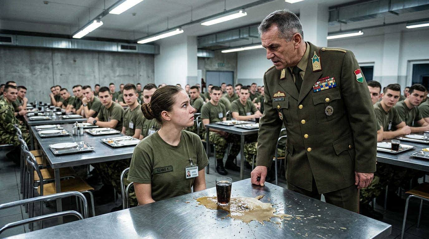 A tábornok alábecsült egy csendes katonát – és azonnal megbánta A Fort Redwood étkezőjére telepedett csend nem volt nyugodt – fojtogató. Azt a feszültséget hordozta magában, mintha valami hamarosan elpattanna, sűrűn terjengett benne az égett kávé keserű szaga és a fejük felett halk neonfények zümmögése. Háromszáz katona ült dermedten a fémasztalainál, villák a levegőben lógtak, tekintetük nyugtalanul a terem közepe felé vándorolt. Egy vadászatnak voltak szemtanúi. Marcus Halverson tábornok, a zászlóaljparancsnok, akit félt a könyörtelen mércéje és a gyengeség nyílt megvetése miatt, kimért, megfontolt léptekkel vonult végig a folyosón. Csizmája úgy kopogott a linóleumon, mint egy metronóm, amely visszaszámol a becsapódásig. A sor végén ült a célpontja. Avery Maddox közlegény. Az egység legcsendesebb katonája. Akit mindenki figyelmen kívül hagyott – vagy ami még rosszabb, kigúnyolt. Egyedül ült, és a gyümölcslé sötét foltját bámulta, amely lassan terjedt az asztalán. Mindenki számára, aki nézte, ismerősnek tűnt ez a jelenet. Ugyanazt látták, mint mindig – egy katonát, aki lemaradt futás közben, aki babrált a fegyverével, aki láthatatlanná tette magát, csak hogy elkerülje a figyelmet. Túl kicsi. Túl törékeny. Nem illett a helyére.  Halverson is látta. Vagy legalábbis azt hitte, hogy látja. Számára Avery Maddox nem egy ember volt – egy példakép, akit csak meg kellett teremteni. Egy hiba a zászlóaljában, amit nyilvánosan kellett korrigálni. Nem látott veszélyt. Csak gyengeséget.  „Még egy poharat sem tudsz tartani” – mondta Halverson éles hangon, ami végighallatszott az egész teremben. „Állj fel.” Avery nem mozdult azonnal. A kezeit az asztalra helyezte, mozdulatai lassúak… szinte lusták voltak. Legalábbis annak tűnt. De Joel McKinley kapitány, aki félreállt, érezte, hogy valami szorít a mellkasában, miközben figyelte. Elkezdte észrevenni olyan dolgokat, amiket mások figyelmen kívül hagytak. A kezei nem remegtek. A légzése nem volt egyenetlen. Kontrollált volt. Tökéletes.