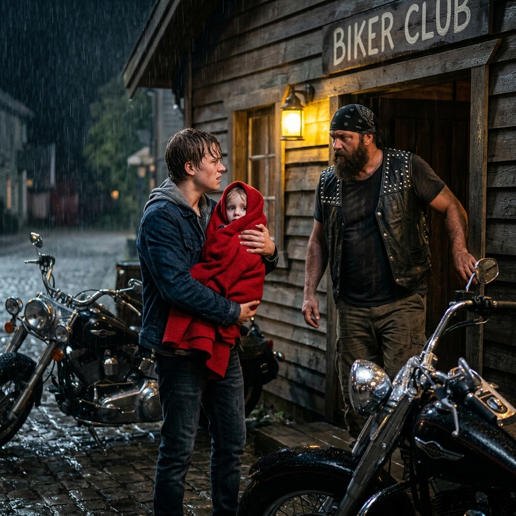 Egy 16 éves fiú jelent meg egy hírhedt motorosklubban éjfélkor 12:17-kor, rémült húgát tartva és menedékért könyörögve – de az elnök döntése, hogy beengedi őket, veszélyes eseménysorozatot indított el, amit senki sem jósolhatott volna meg. Pontosan éjfélkor egy kemény, szándékos kopogás csapódott a klubház acélajtaján – elég hangosan ahhoz, hogy áttörje a hősugárzó halk zümmögését és a félig szétszerelt motor fölött egyensúlyozó régi rádióból áradó lassú, lélekkel teli gitárriffet. Dayton, Ohio állambeli részén senki sem kopogott ilyenkor, hacsak nem volt kétségbeesett, vakmerő, vagy a kettő valamilyen veszélyes keveréke. A hang nemcsak a garázsban visszhangzott – mélyen a mellkasodba telepedett, mint az a fajta pillanat, amikor csendben döntést kell hoznod arról, hogy készen állsz-e vagy sem. Csak hárman voltunk még talpon, feltűrt ingujjakkal, zsírtól feketére foltos kezünkkel. Majdnem egy órán át makacsul vitatkoztunk, próbáltuk megszelídíteni a karburátort, ami nem volt hajlandó együttműködni, bármennyi türelmet is tanúsítottunk iránta. A garázs levegőjét sűrű olaj és hideg acél ismerős illata töltötte meg, az a fajta, ami átjárja a bőröd, és hazakísér, bármennyire is próbálod lemosni róla.  Marcus Hale vagyok, és az elmúlt tizenegy évben a River Reign Riders néven ismert motorosklub elnöki posztjának súlyát cipeltem. Ez a cím nem olyan dicsőséget vagy büszkeséget hoz, mint ahogy azt a kívülállók elképzelik. Felelősséggel, hosszú memóriával és azzal az állandó tudattal jár, hogy minden döntésed kifelé hullámozhat, olyan életeket érintve, amelyeket talán soha nem fogsz teljesen megérteni.  Amikor kopogtak, Travis – a legfiatalabb közülünk, mindig az első, aki bajt vállalt – azonnal kiegyenesedett, és az orra alatt motyogott: „Senki sem jár ide jó szándékkal ilyenkor.” Earl, aki idősebb és sokkal visszafogottabb volt, egy szót sem szólt. Egyszerűen lassan megtörölte a kezét egy rongyba, és felém fordította a tekintetét. Nem kellett megszólalnia. Egy olyan klubban, mint a miénk, a vezetés nem arról szól, hogy parancsokat osztogassunk vagy felemeljük a hangunkat. Arról van szó, hogy tudjuk, mikor kell kinyitni egy ajtót… és mikor kell hagyni, hogy az éjszaka zavartalanul elsuhanjon mellettünk.  Mérsékelt tempóban haladtam a bejárat felé – nem félelemből, hanem megszokásból. A tapasztalat megtanítja, hogy a túl gyors mozgás olyan üzeneteket küld, amelyeket nem mindig szándékosan küldünk. Amikor csak pár centire résnyire kinyitottam az ajtót, egy hideg februári levegőhullám siklott be, magával hozva az eső áztatta járda nedves, csípős illatát.  És akkor megláttam őket.