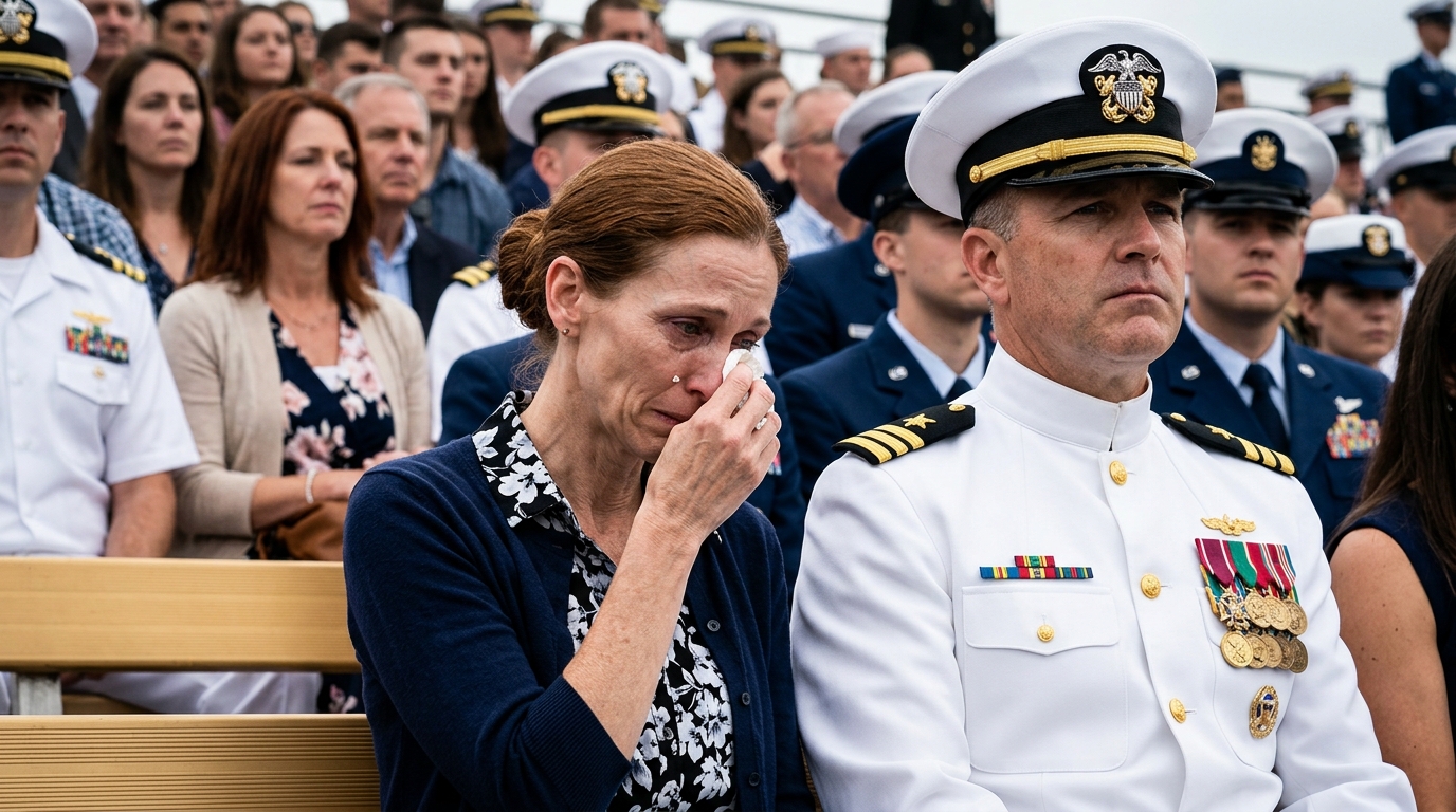 Csendben ült hátul, várva fia nevét – míg egy tiszt észre nem vette rejtett tetoválását, és minden megváltozott Megpróbált eltűnni a hátsó sorban fia ballagásán – behúzott vállakkal, lehúzott ujjakkal a tikkasztó hőség ellenére. De abban a pillanatban, hogy a parancsnok meglátta a csuklóján lévő halvány, kopott tintát, minden megváltozott. A hangja félbeszakadt mondat közben, és habozás nélkül ellépett a pódiumtól… egyenesen felé indult. A kaliforniai nap perzselt a feje fölött, könyörtelenül verte a híres „grinder” aszfaltját a haditengerészeti kétéltű bázison. Forróság vibrált a levegőben, eltorzítva a horizontot, miközben büszke családok tengere töltötte meg a lelátókat – éljeneztek, zászlókat lengettek, neveket kiáltottak. A zaj és ünneplés közepette Linda Harrison a harmadik sorban ült, és mindent megtett, hogy láthatatlan maradjon. Izzadság tapadt a bőrére – nemcsak a tikkasztó hőségtől, hanem valami mélyebbtől is. Vastag kék kardigánt viselt könnyű ruhája felett, ami teljesen idegen volt a perzselő időben, az ujjak szorosan lehúzódtak a csuklójáig. Kezeit gondosan összekulcsolta az ölében, ujjai összekulcsolták, testtartása merev volt. Tekintete egy pillanatra sem szakadt le az alatta álló férfiak alakzatáról. Egyetlen okból volt itt: hogy lássa, ahogy fia, Tyler Harrison kiérdemli a háromágú szigonyát. Huszonkét éven át Linda gondosan felépített életet élt. A világ – és a fia – számára ő volt a csendes, túlterhelt egyedülálló anya, aki dupla műszakban dolgozott a kórházban, csak hogy megéljen. Múltjának minden nyomát tisztára súrolták, mélyen eltemették, hogy biztonságban legyen. De ahogy James Rodriguez parancsnok fellépett a pulpitusra, hogy elmondja a diplomaosztó beszédet, ismerős hidegség öntötte el a mellkasát. A rettegés szoros, hideg gombóca telepedett a gyomrába. Rodriguez nem akármilyen tiszt volt. Ő Ramadi volt. Közelről látott háborút. Emlékezett olyan dolgokra, amiket mások megpróbáltak elfelejteni. „Tiszteletben tartjuk az áldozatot…” – kezdte Rodriguez parancsnok, hangja erős és zengő volt, ahogy a hangszórókból hallatszott. Hűségről, testvériségről, a vérben és hallgatásban fizetett árról beszélt. Linda érezte, ahogy megtörik a nyugalma. Egy könnycsepp gördült le az arcán – büszkeség a fia miatt, gyász az elvesztett férfi miatt. Ösztönösen felemelte a bal kezét, hogy letörölje. És ezzel az egyetlen, gondatlan mozdulattal minden kibomlott. Kardigánjának vastag ujja a karórájába akadt, és felfelé csúszott – csak egy pillanatra. Éppen elég ideig. Egy pillantás a kifakult fekete tintára a sápadt bőrön.